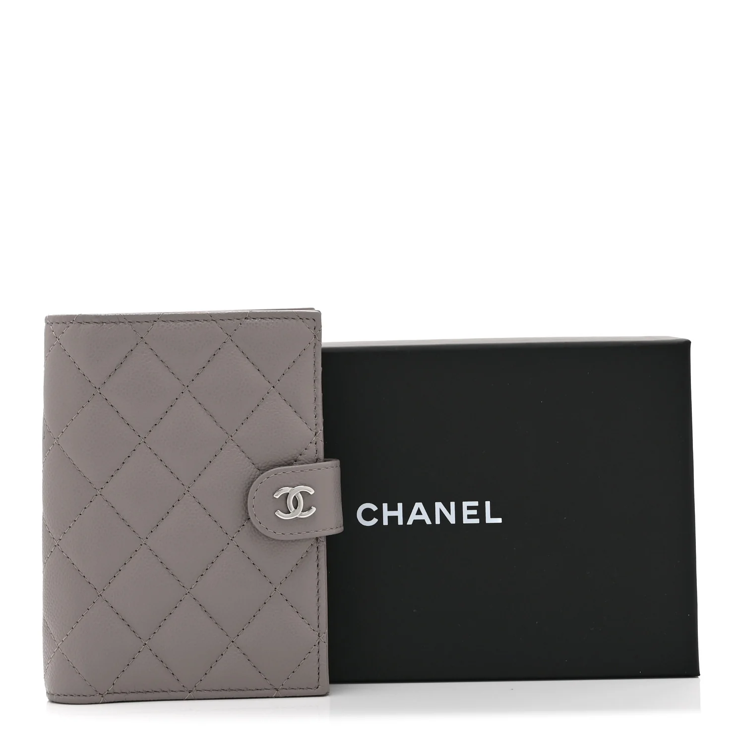 Caviar Quilted Passport Holder Grey - Image 12