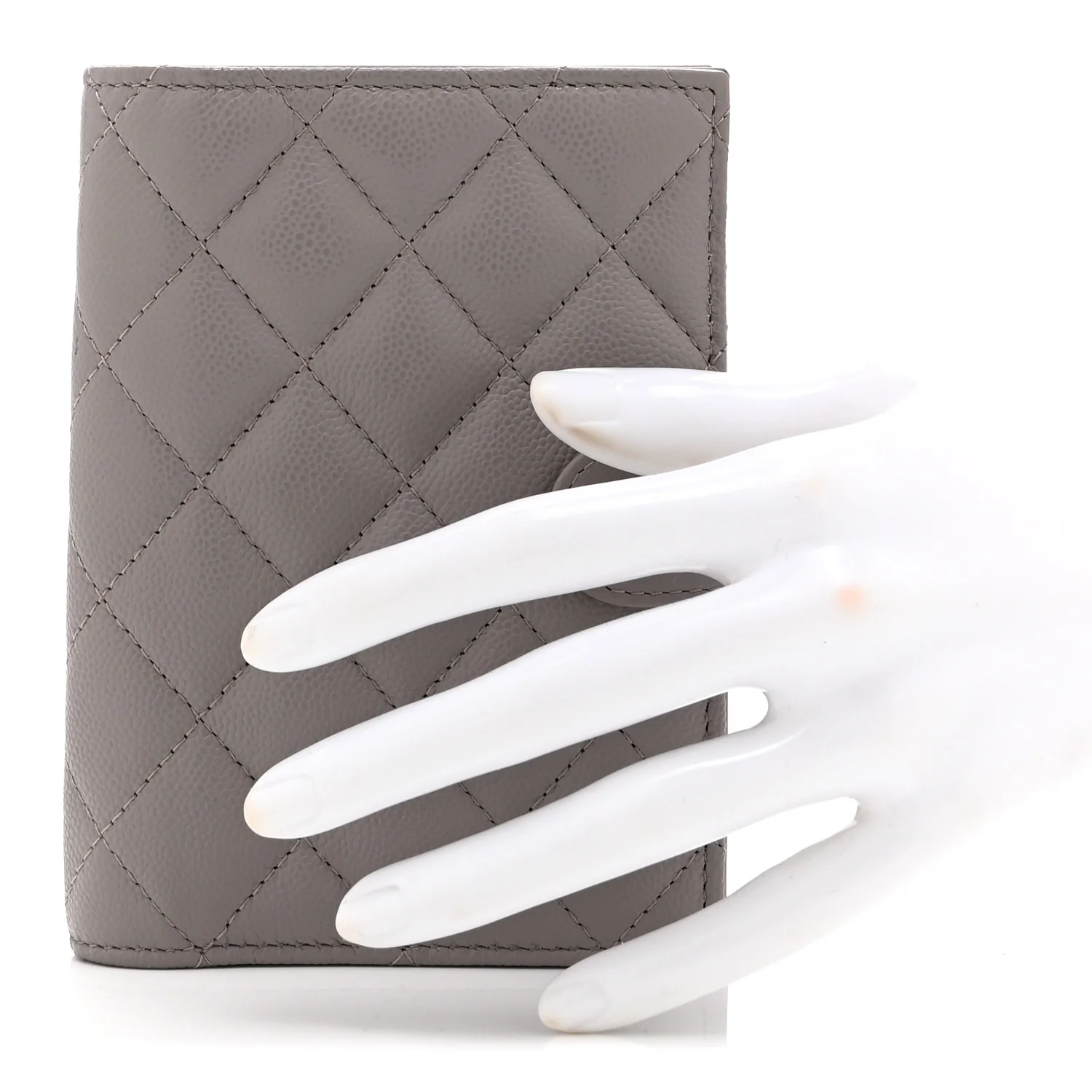 Caviar Quilted Passport Holder Grey - Image 2