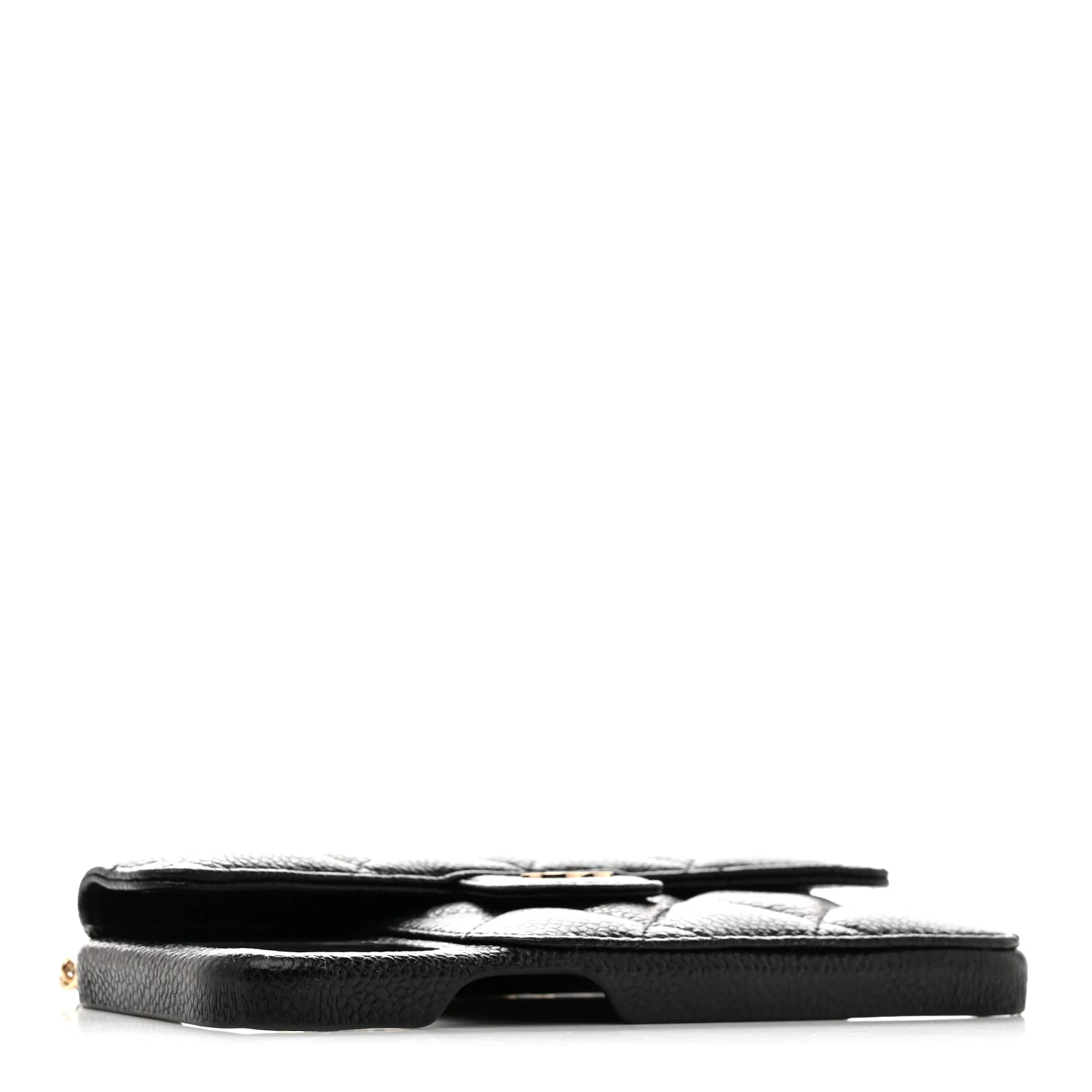 Caviar Quilted Pearl Crush iPhone XII Pro Max Holder With Chain Black - Image 4