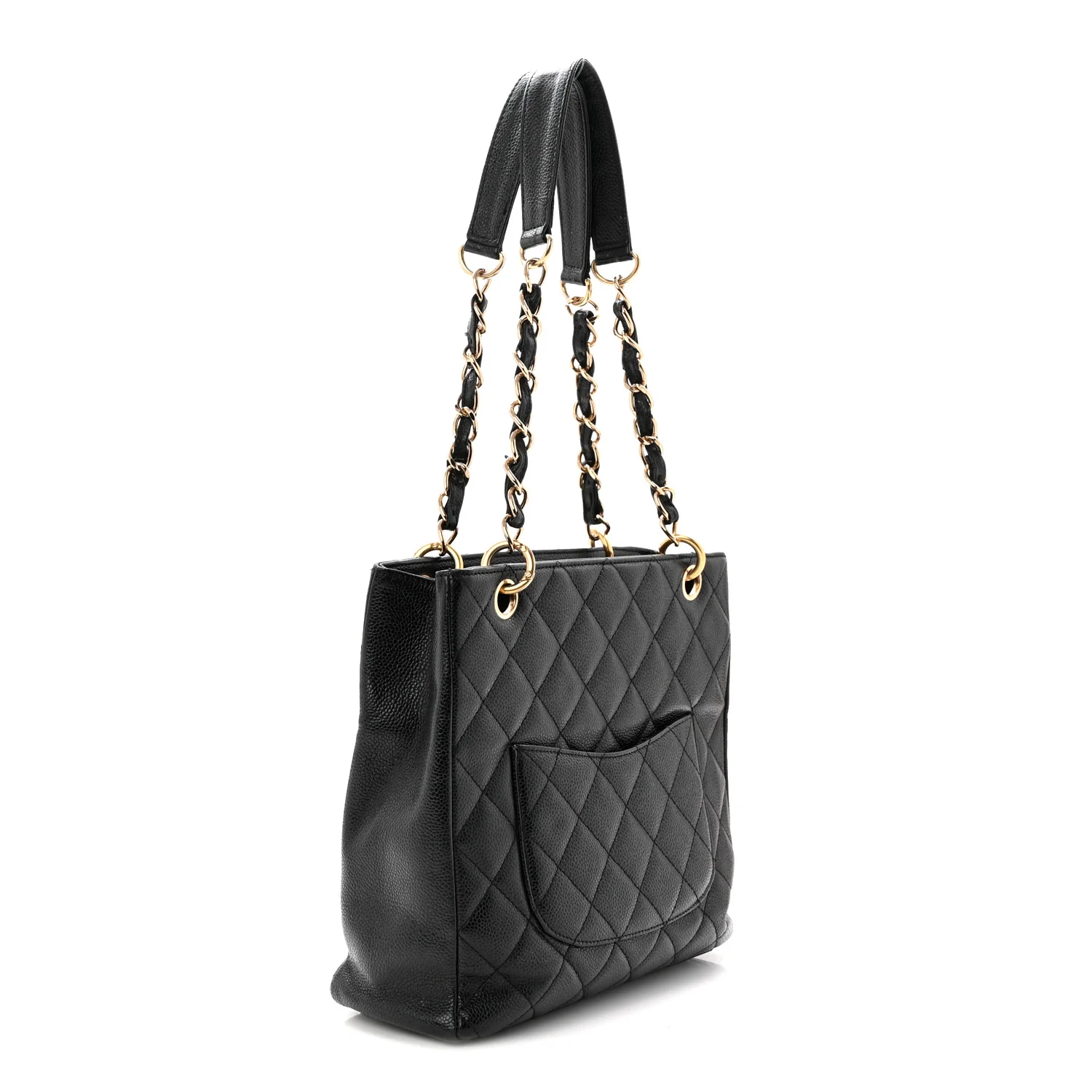 Caviar Quilted Petit Shopping Tote PST Black - Image 3