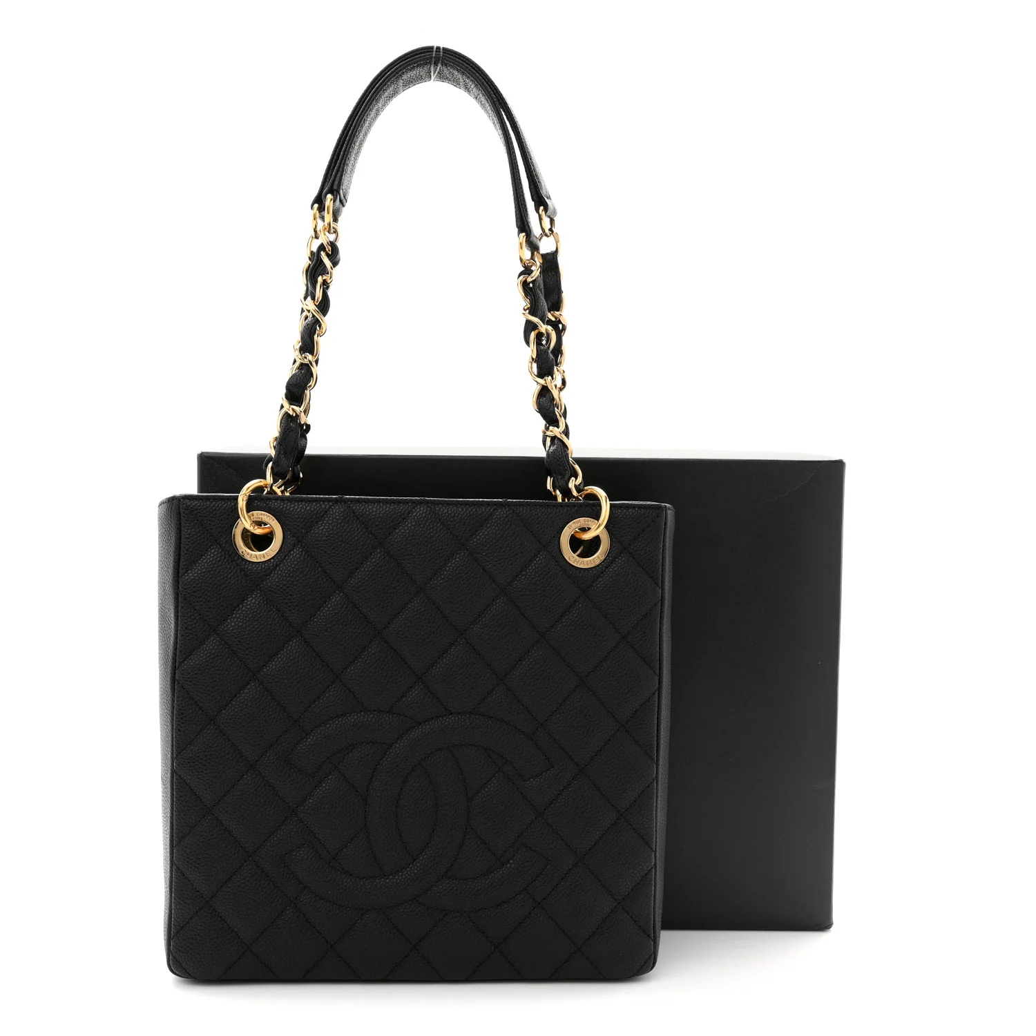 Caviar Quilted Petit Shopping Tote PST Black - Image 11