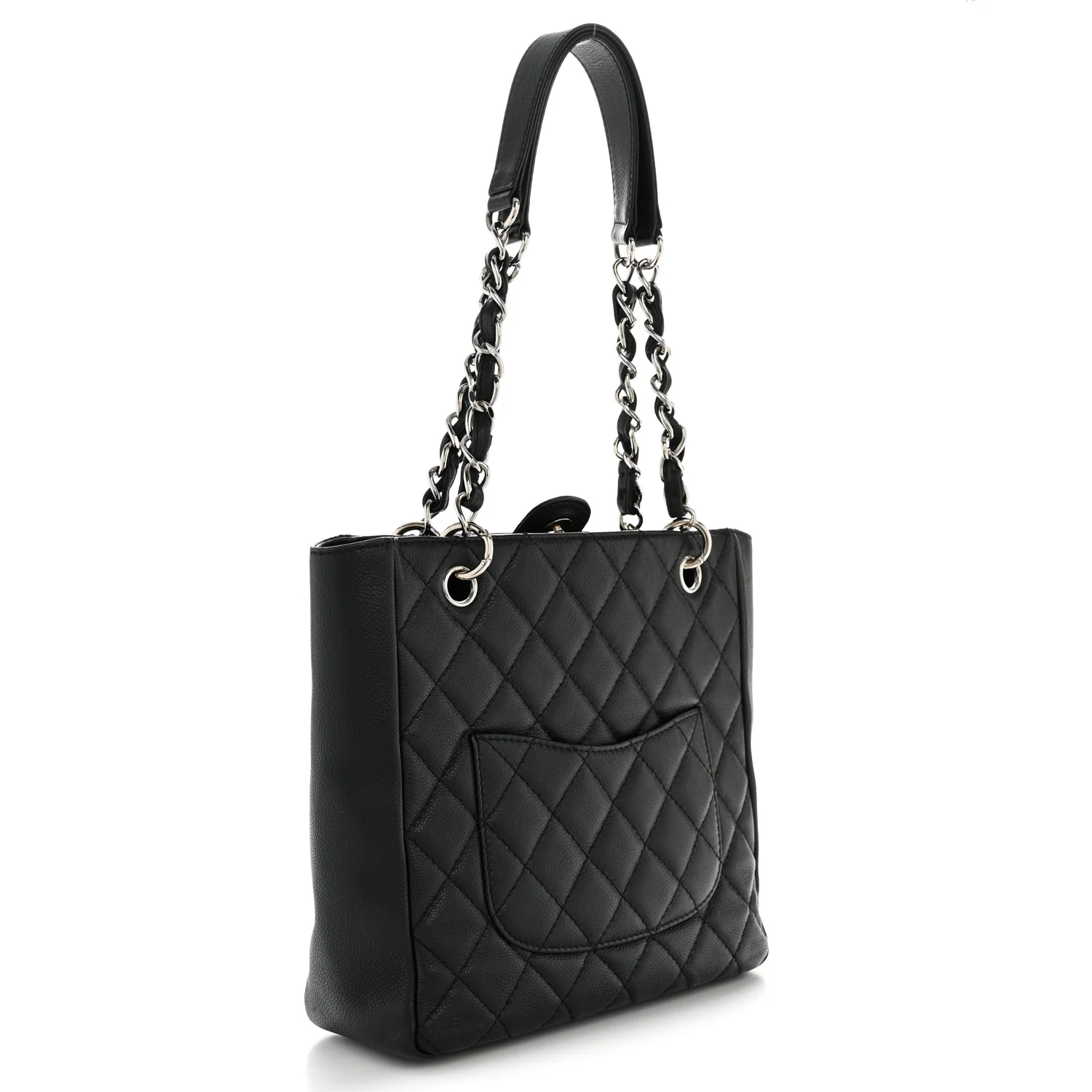 Caviar Quilted Petit Shopping Tote PST Black - Image 3