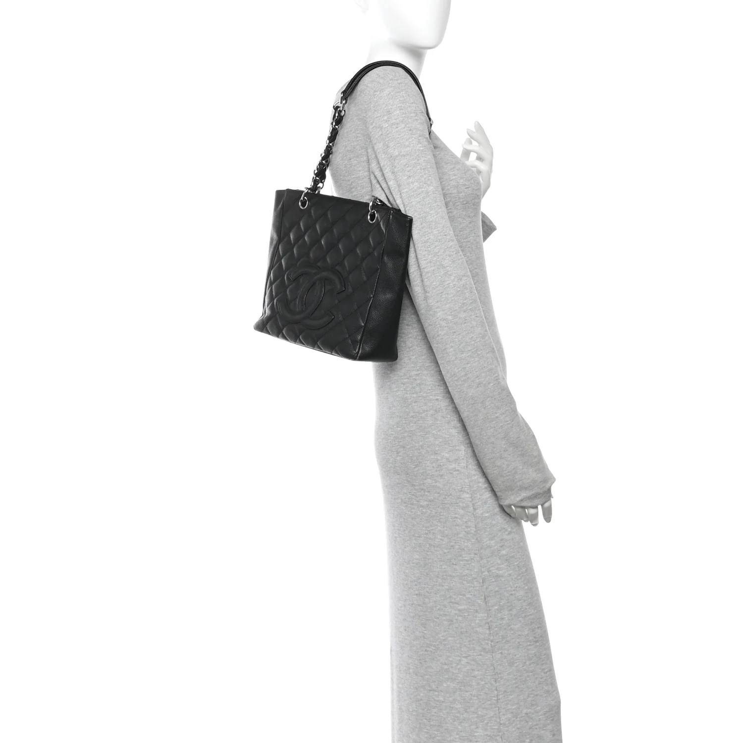 Caviar Quilted Petit Shopping Tote PST Black - Image 2