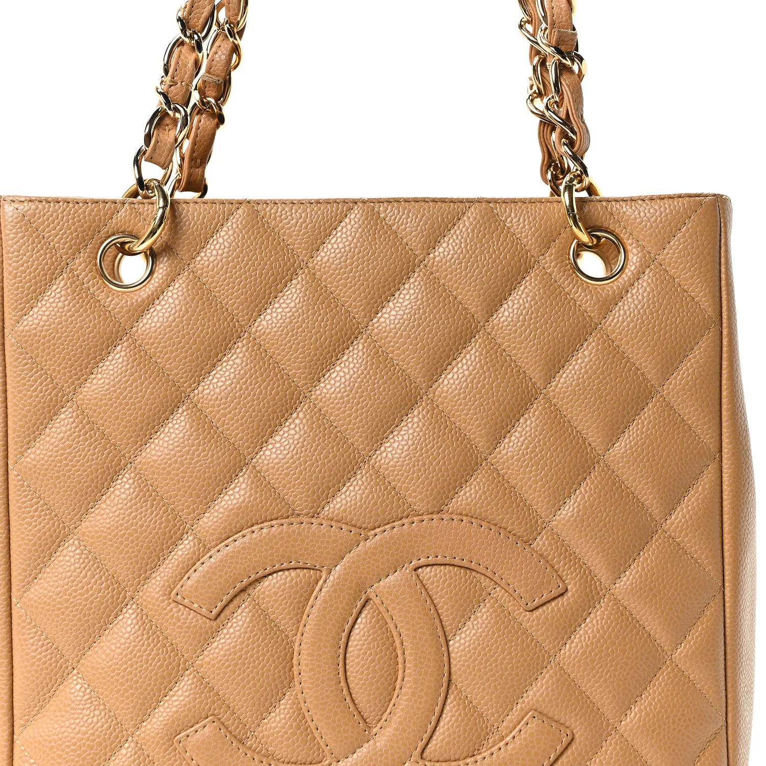 Caviar Quilted Petit Shopping Tote PST Dark Beige - Image 8