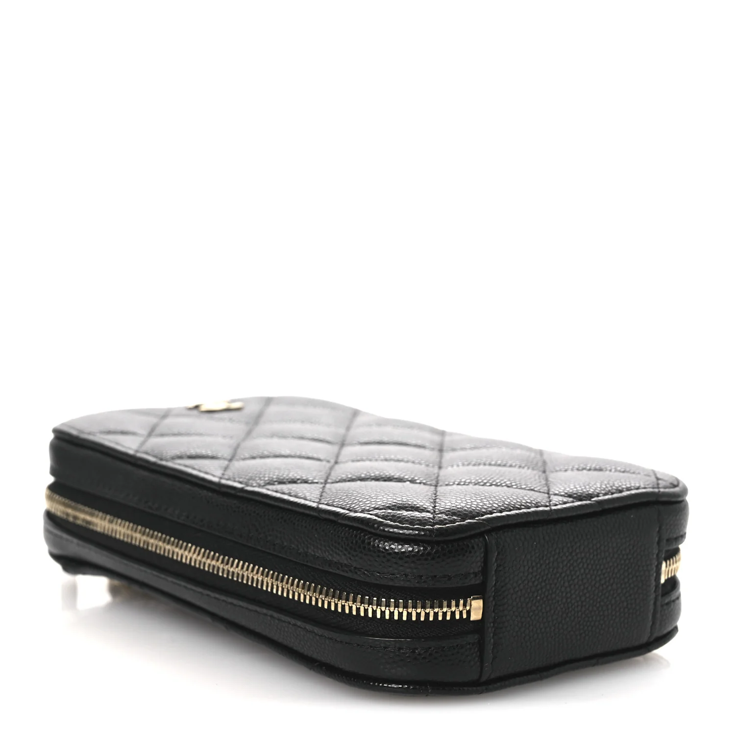 Caviar Quilted Phone Holder Wallet On Chain WOC Black - Image 4