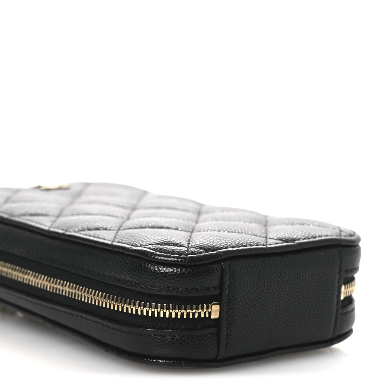 Caviar Quilted Phone Holder Wallet On Chain WOC Black - Image 9