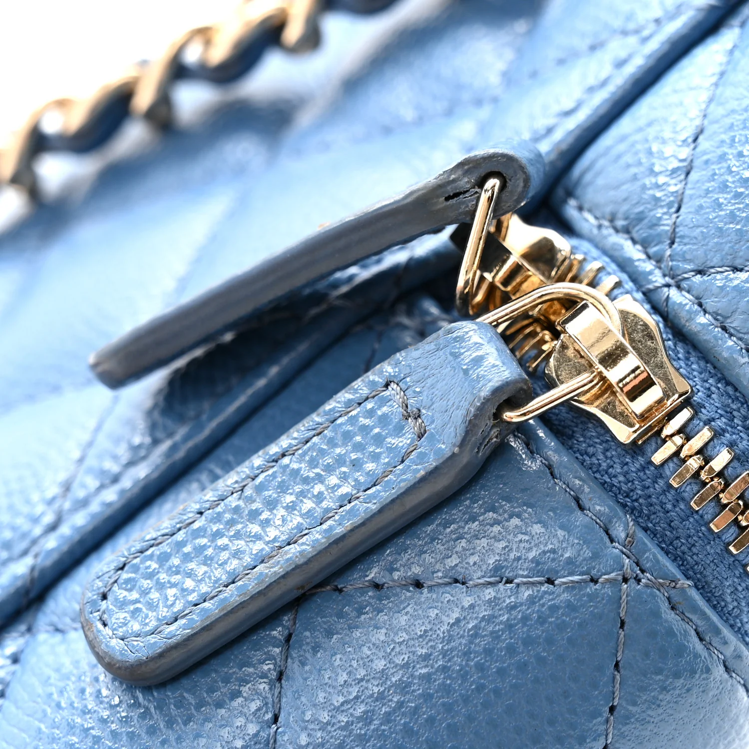 Caviar Quilted Phone Holder With Chain Blue - Image 11