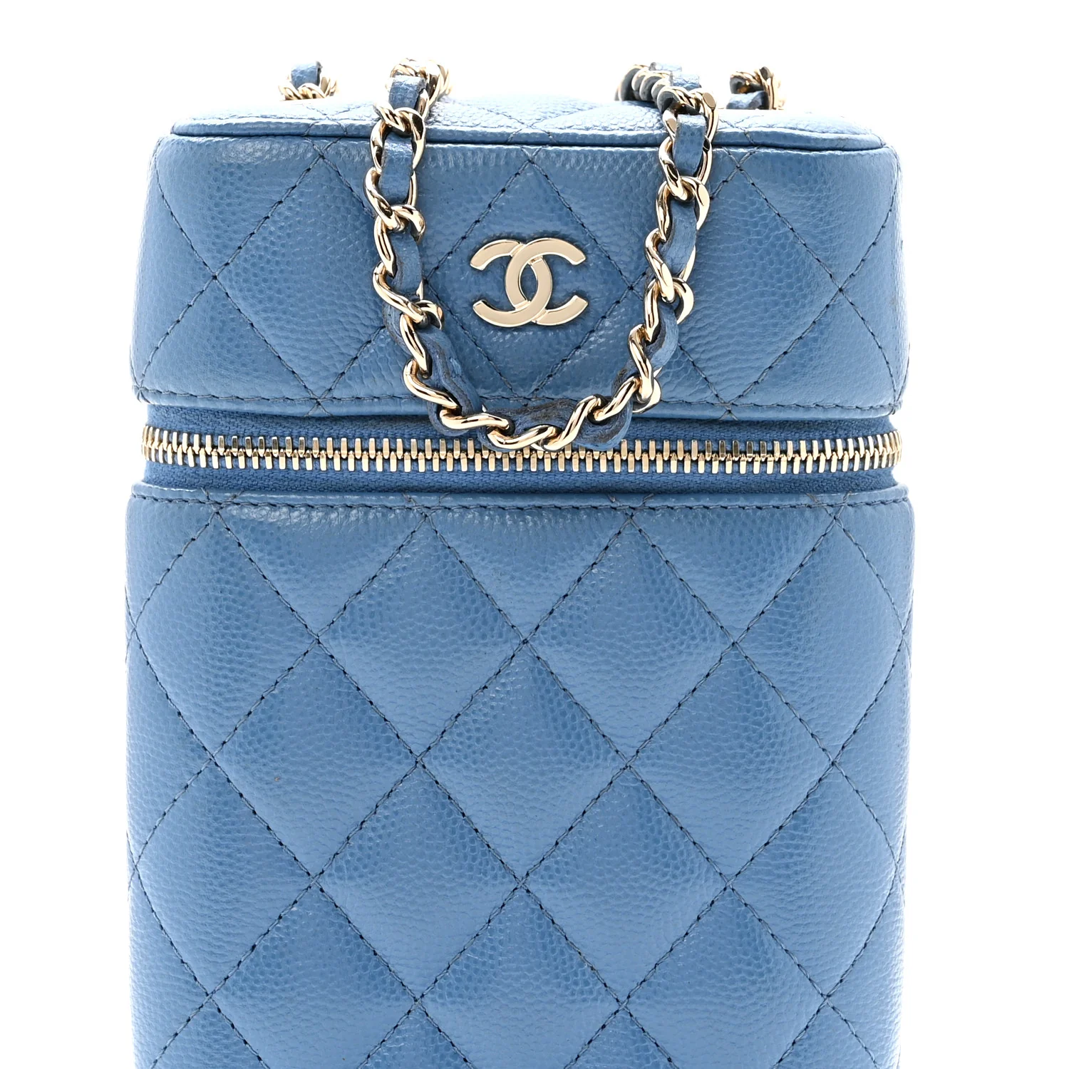 Caviar Quilted Phone Holder With Chain Blue - Image 8