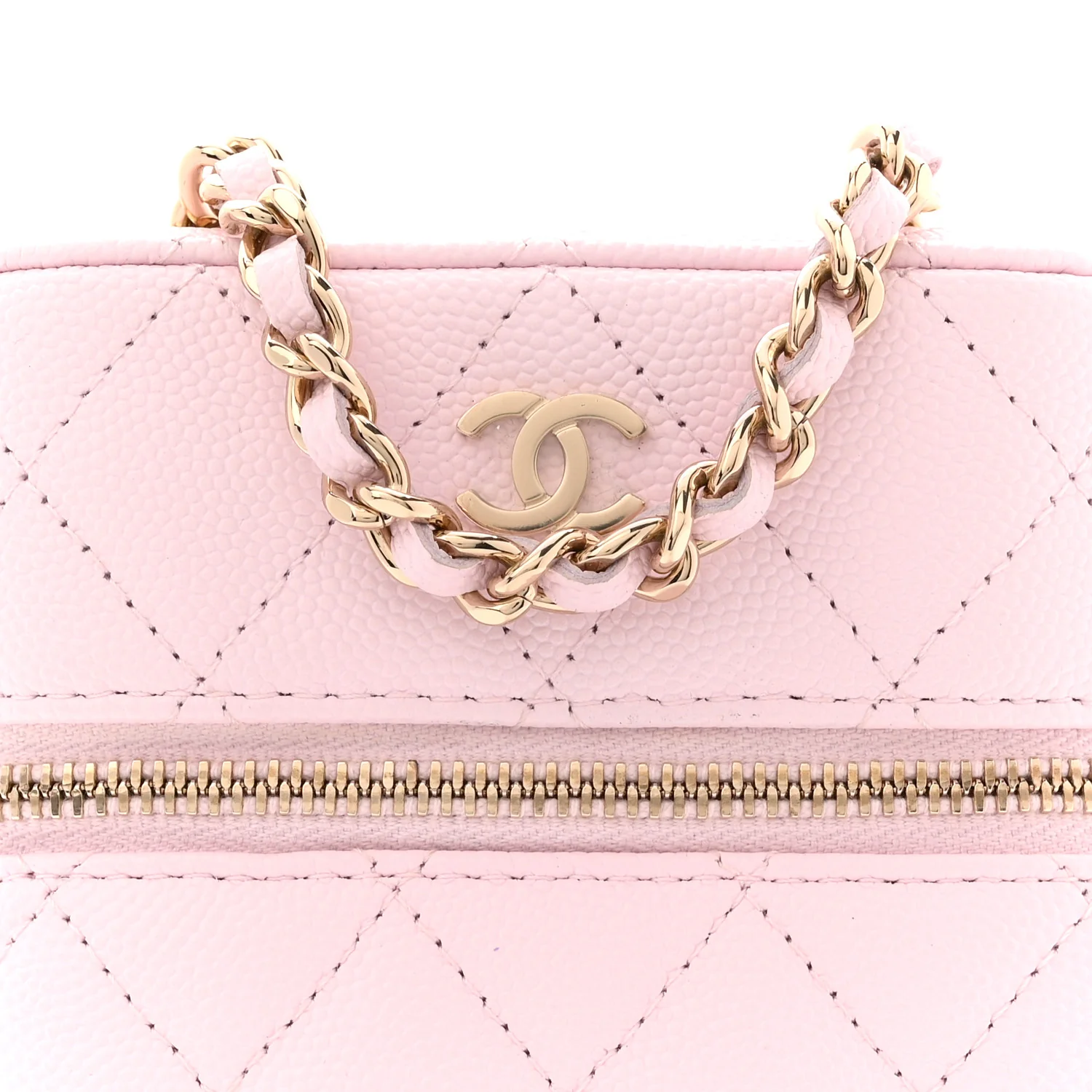 Caviar Quilted Phone Holder With Chain Light Pink - Image 8