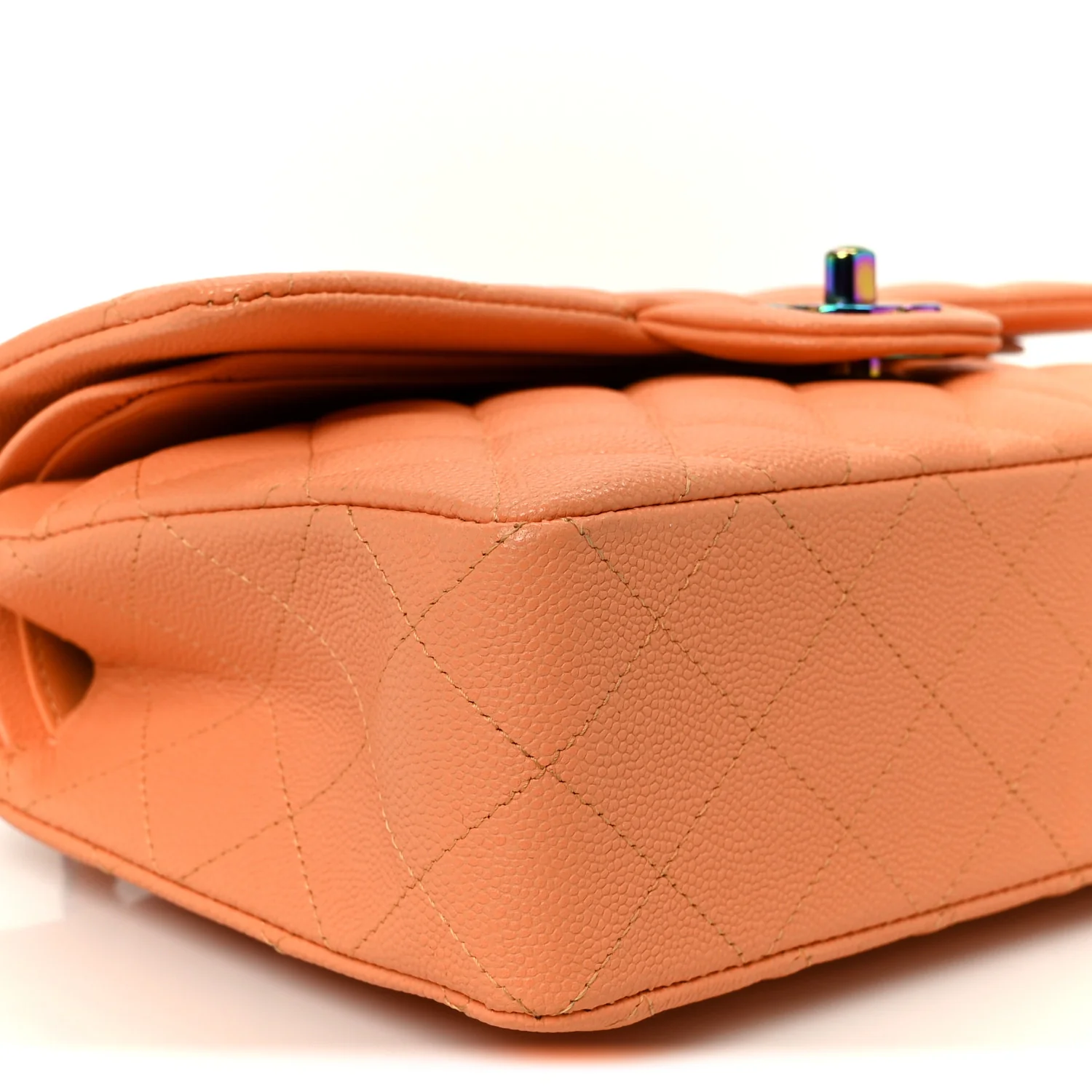 Caviar Quilted Rainbow CC Small Double Flap Orange - Image 10