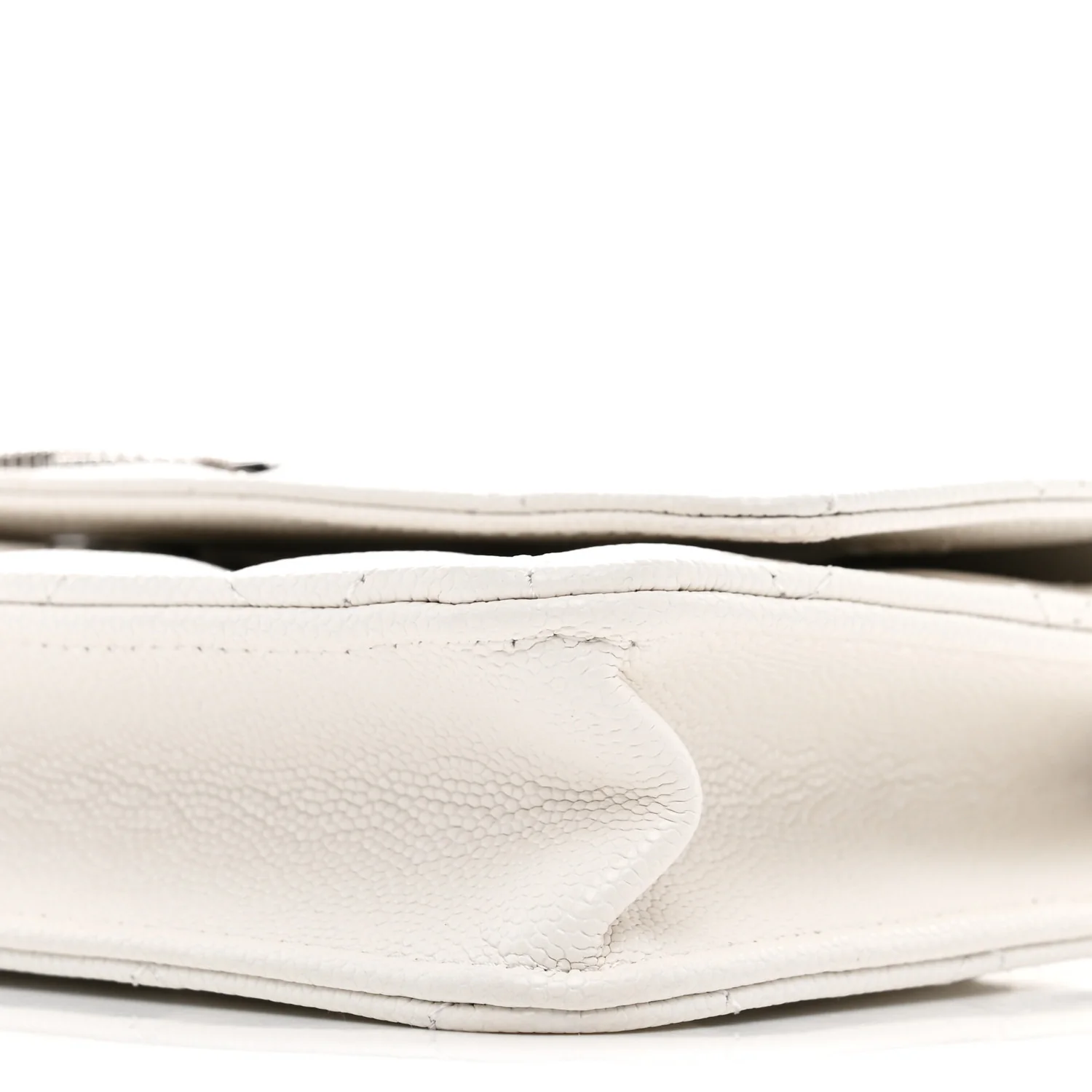 Caviar Quilted Ribbed Metal Wallet on Chain WOC White - Image 11
