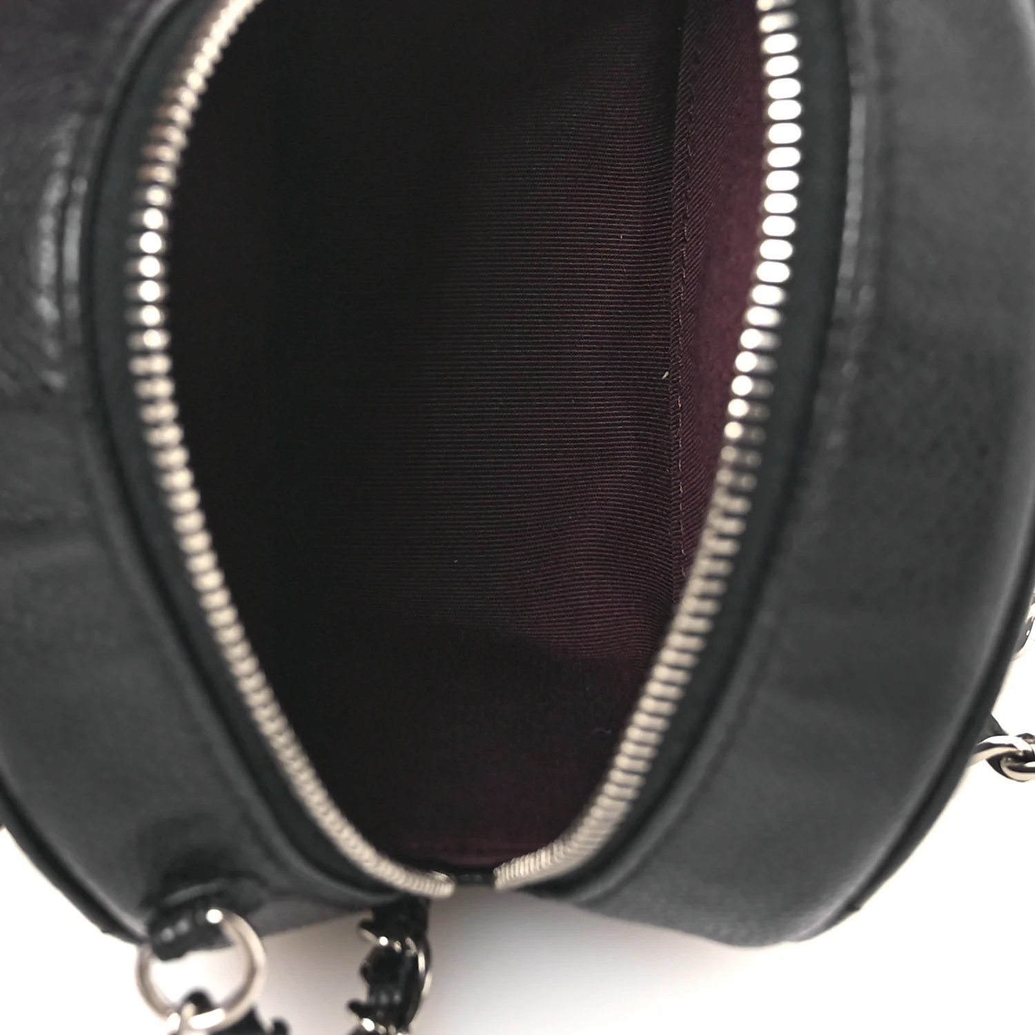 Caviar Quilted Round Clutch With Chain Black - Image 5