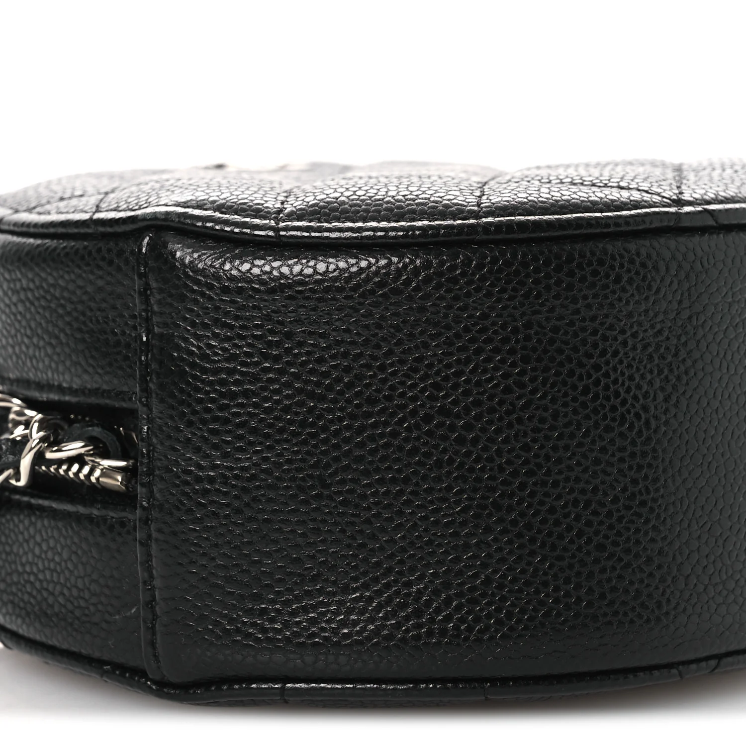 Caviar Quilted Round Clutch With Chain Black - Image 9