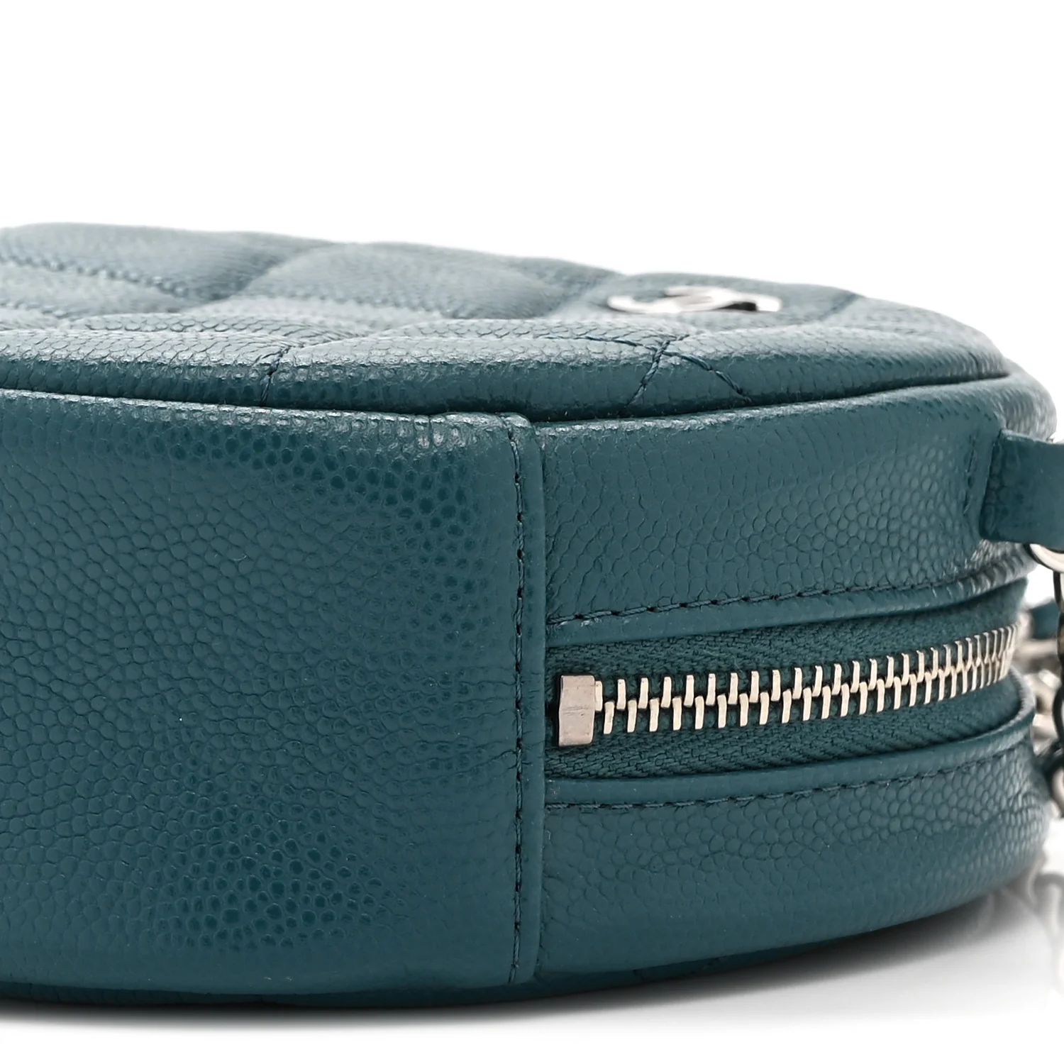 Caviar Quilted Round Clutch With Chain Green - Image 10
