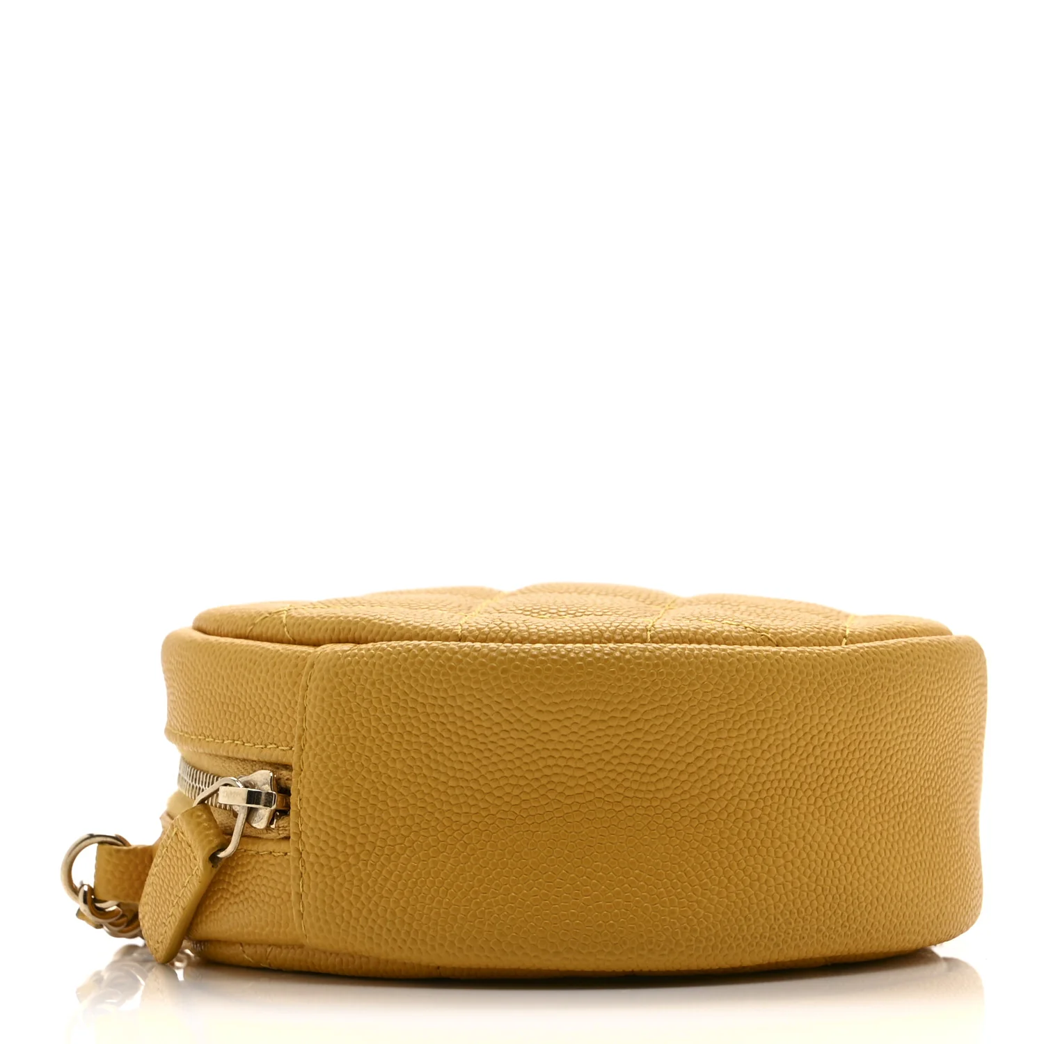Caviar Quilted Round Clutch With Chain Yellow - Image 4