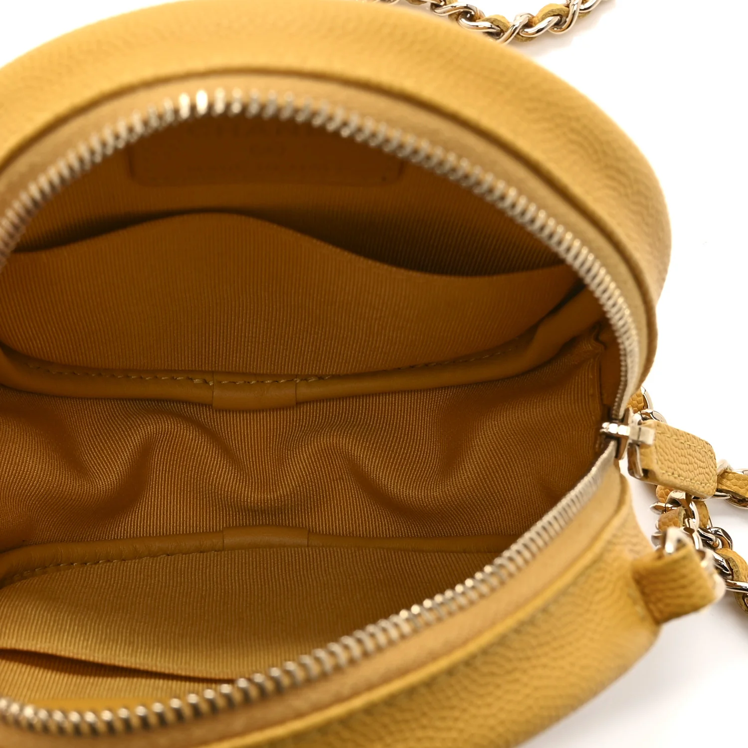 Caviar Quilted Round Clutch With Chain Yellow - Image 5