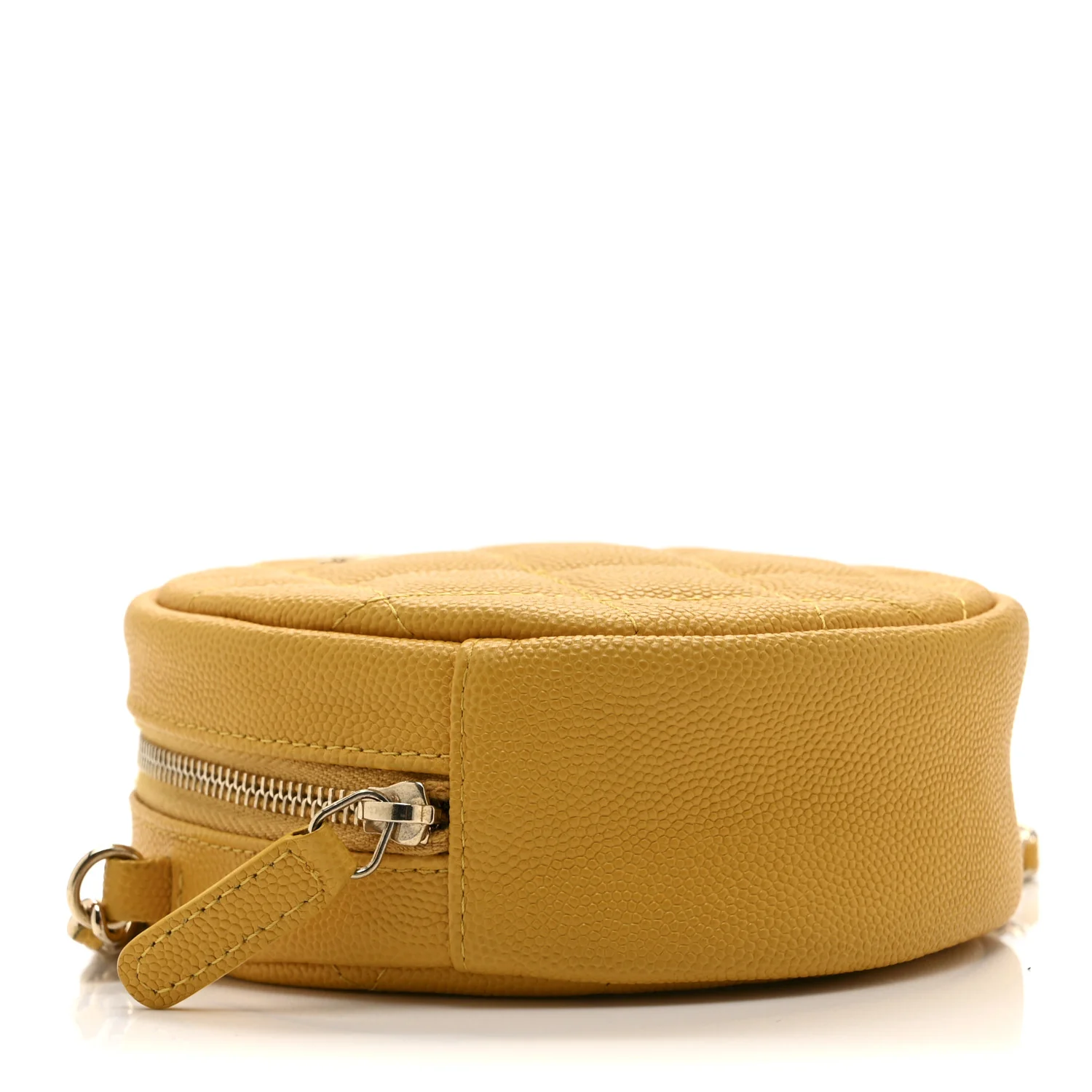 Caviar Quilted Round Clutch With Chain Yellow - Image 9
