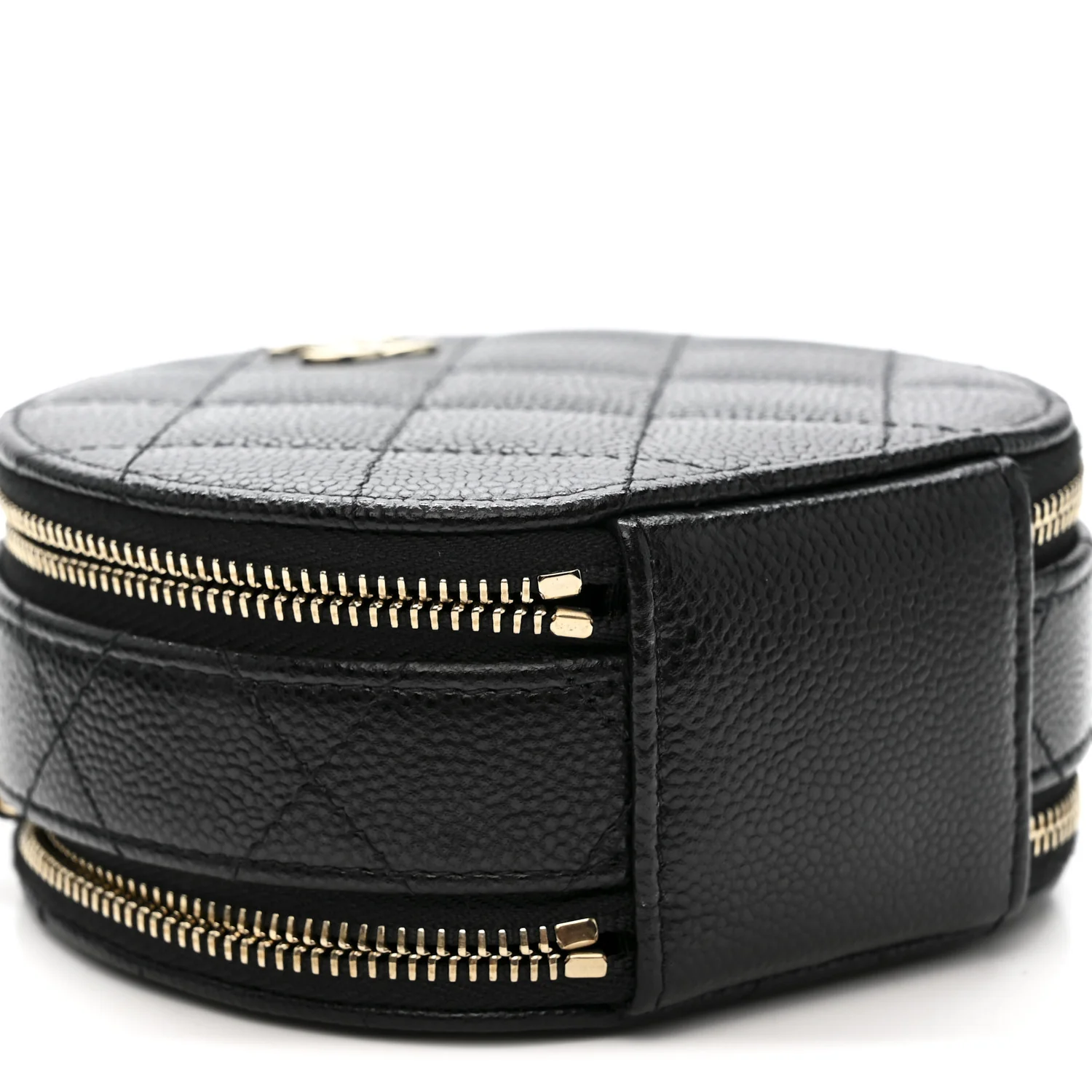 Caviar Quilted Round Handle With Care Vanity With Chain Black - Image 10