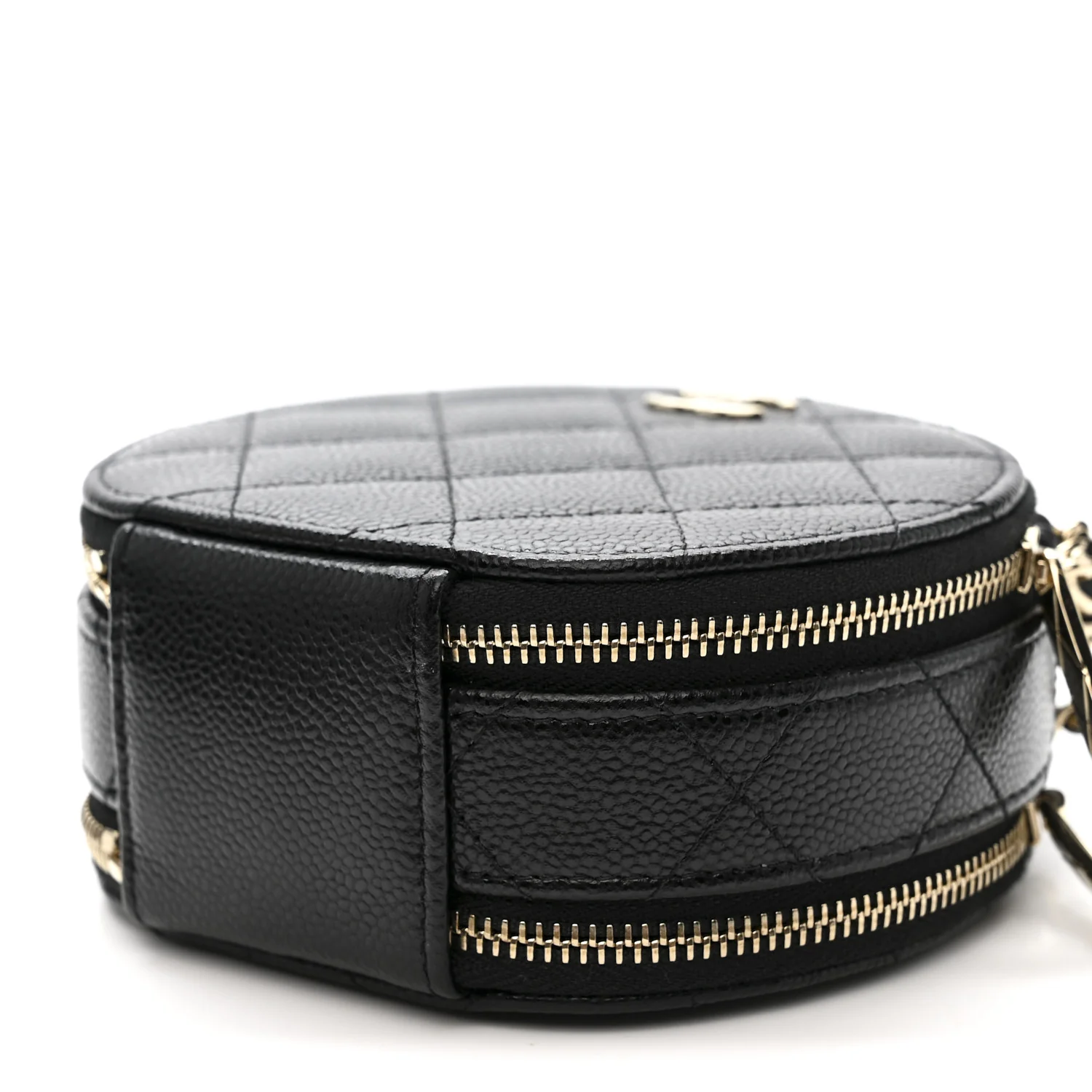 Caviar Quilted Round Handle With Care Vanity With Chain Black - Image 11