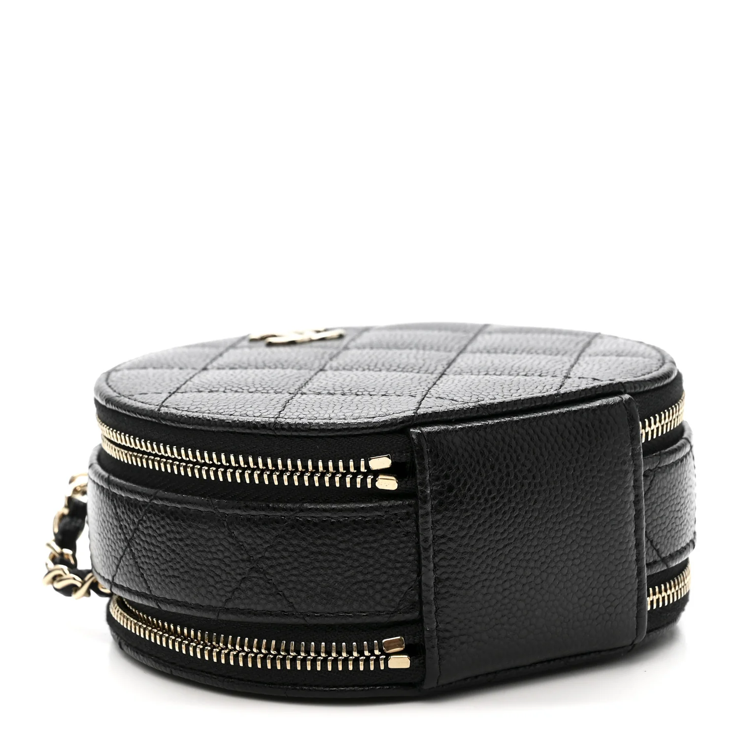 Caviar Quilted Round Handle With Care Vanity With Chain Black - Image 4