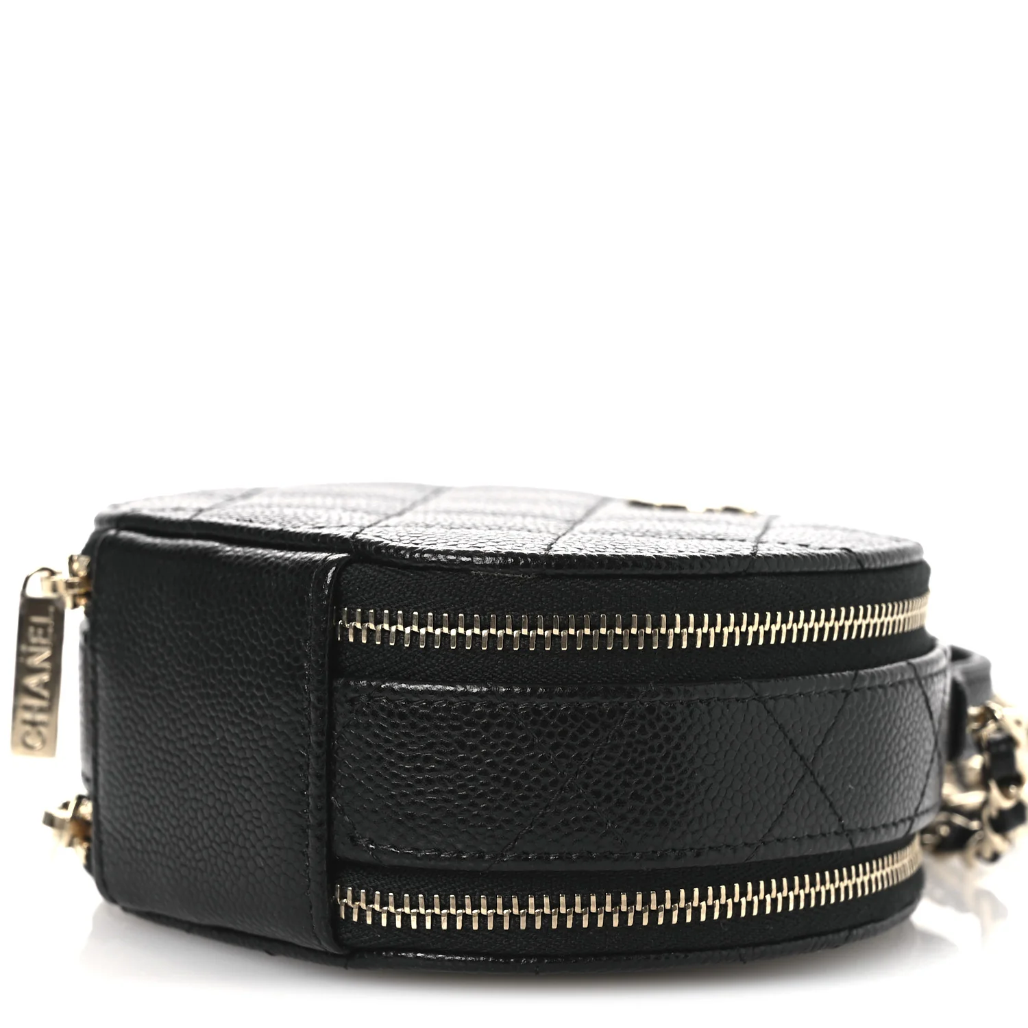 Caviar Quilted Round Handle With Care Vanity With Chain Black - Image 10