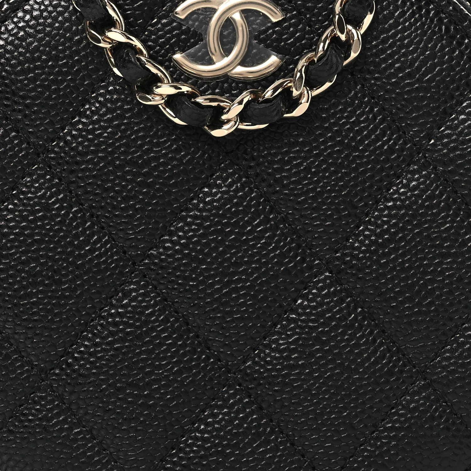 Caviar Quilted Round Handle With Care Vanity With Chain Black - Image 8