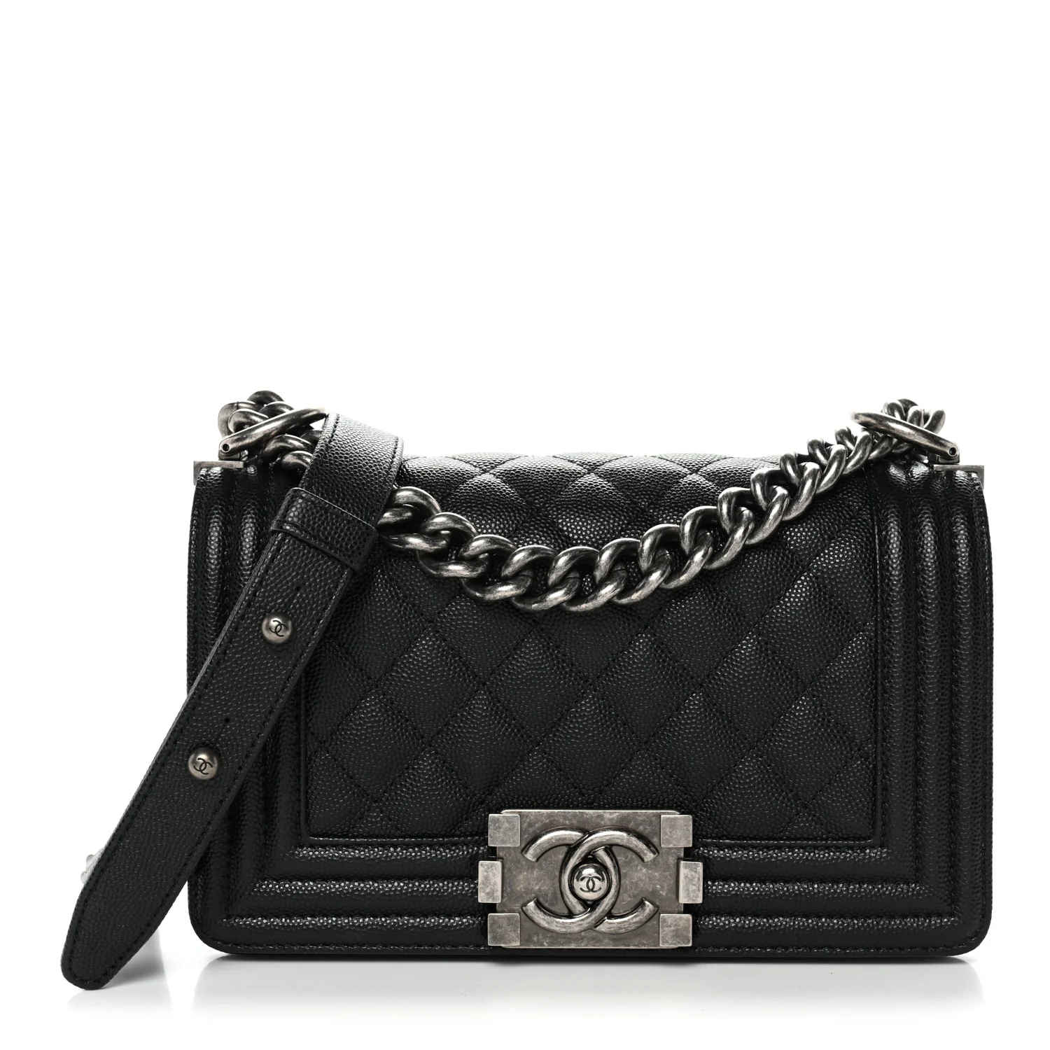 Caviar Quilted Small Boy Flap Black