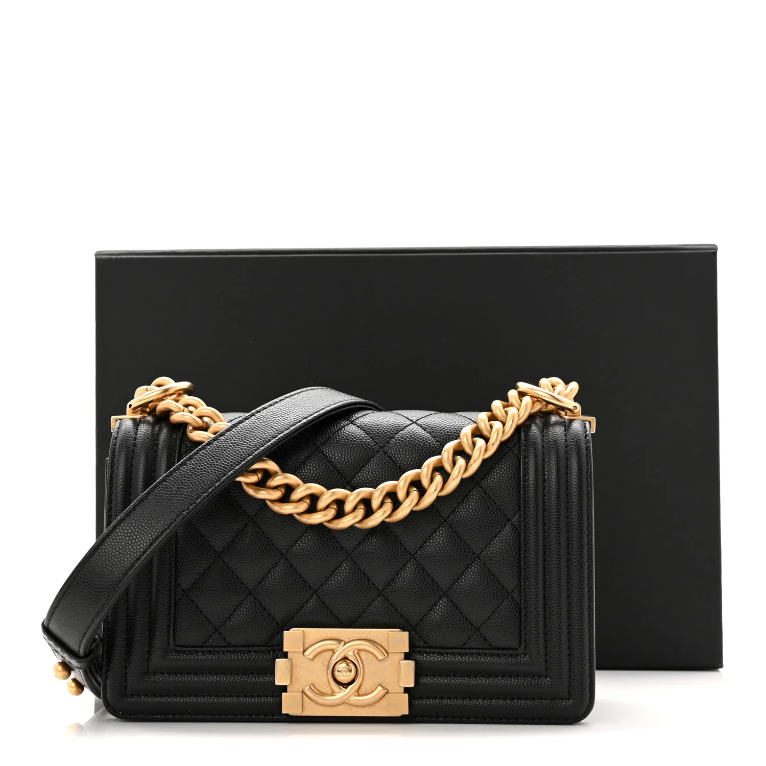 Caviar Quilted Small Boy Flap Black - Image 11