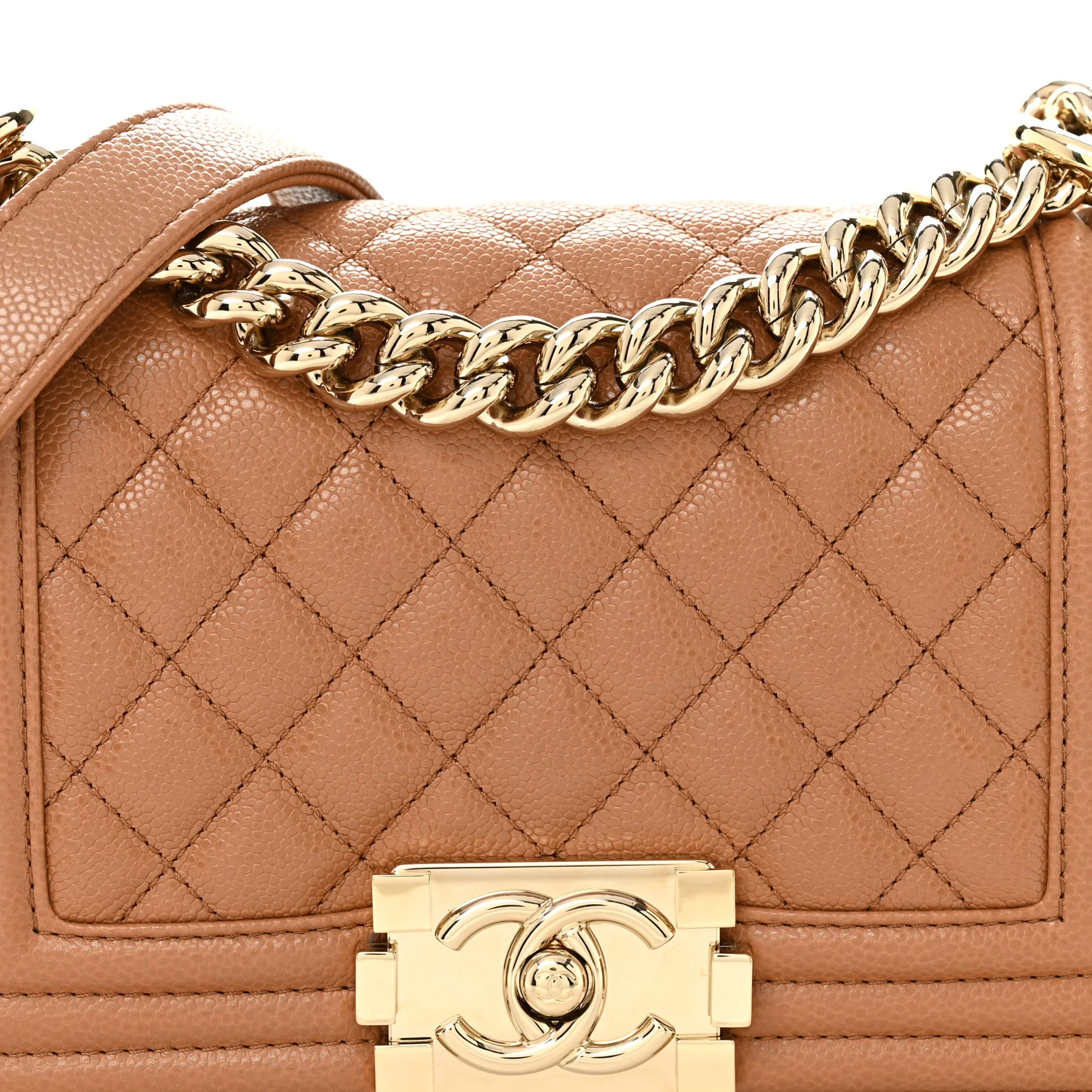 Caviar Quilted Small Boy Flap Brown - Image 7