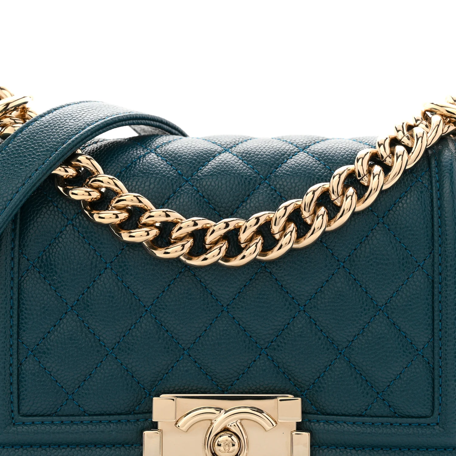 Caviar Quilted Small Boy Flap Dark Blue - Image 8