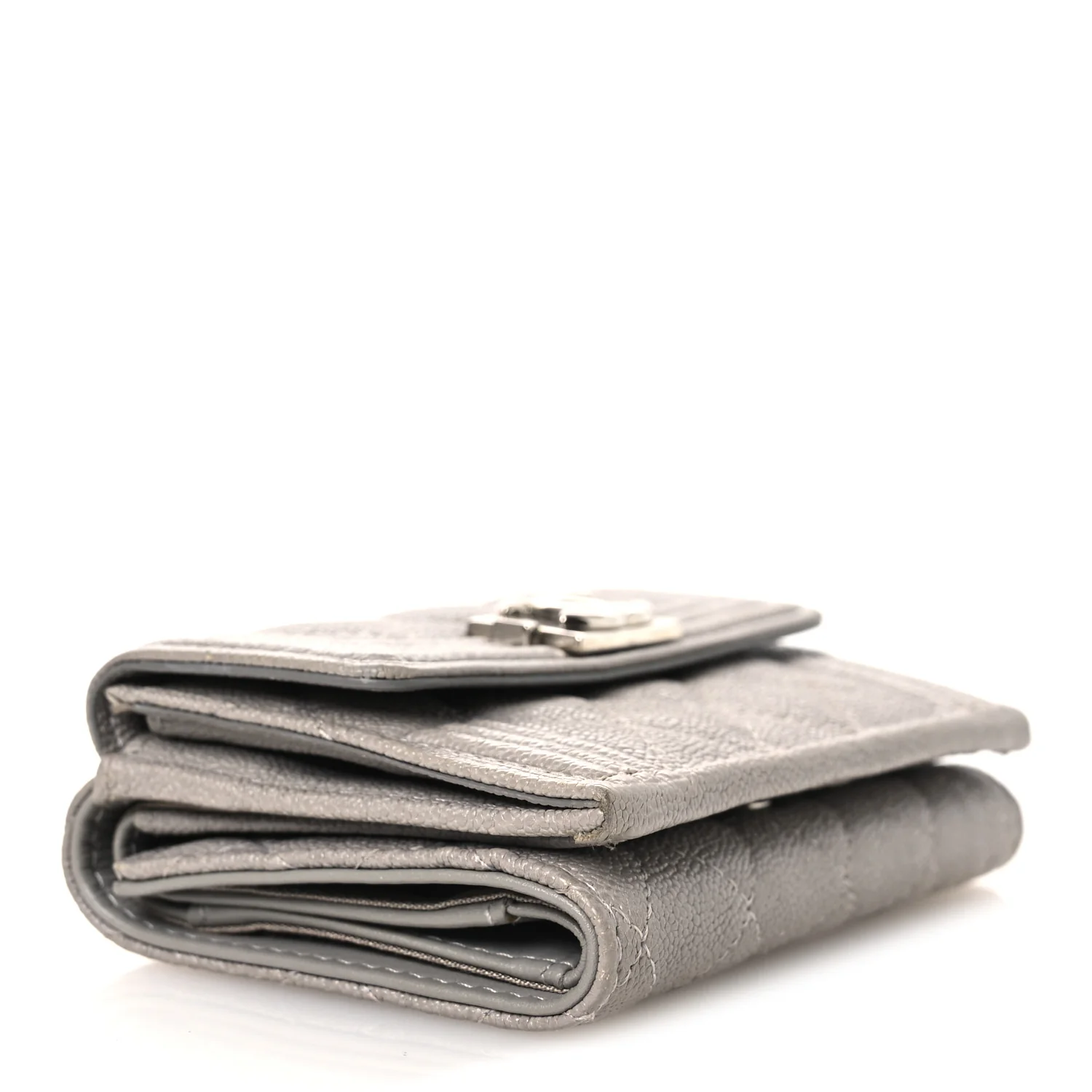 Caviar Quilted Small Boy Flap Wallet Grey - Image 4