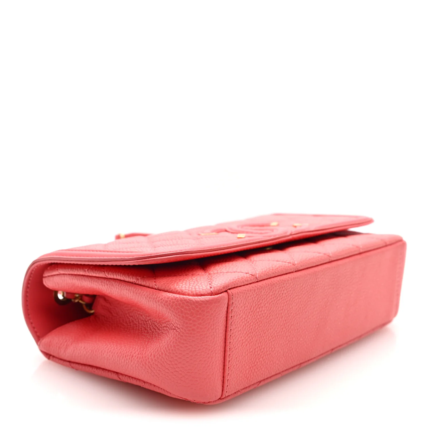Caviar Quilted Small CC Filigree Flap Coral - Image 4
