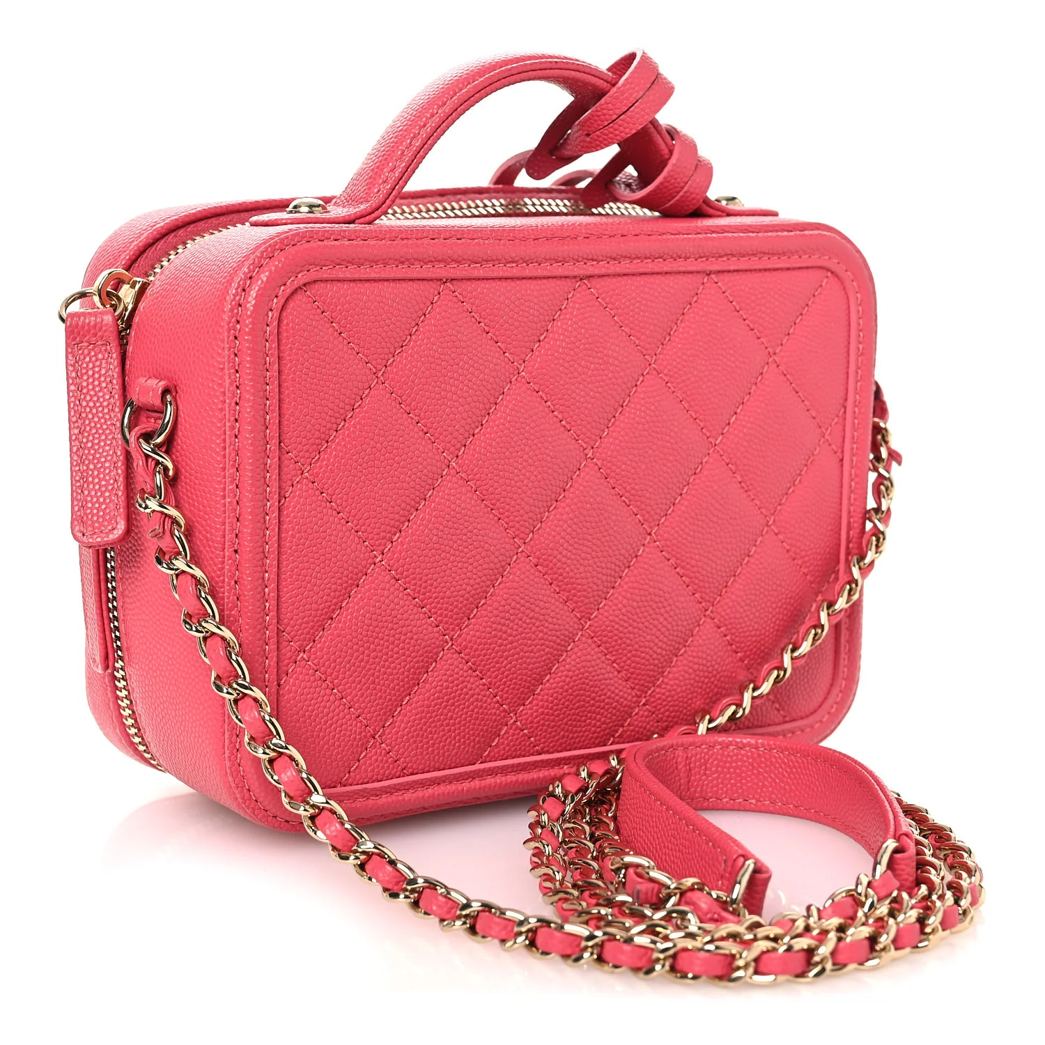 Caviar Quilted Small CC Filigree Vanity Case Pink - Image 3