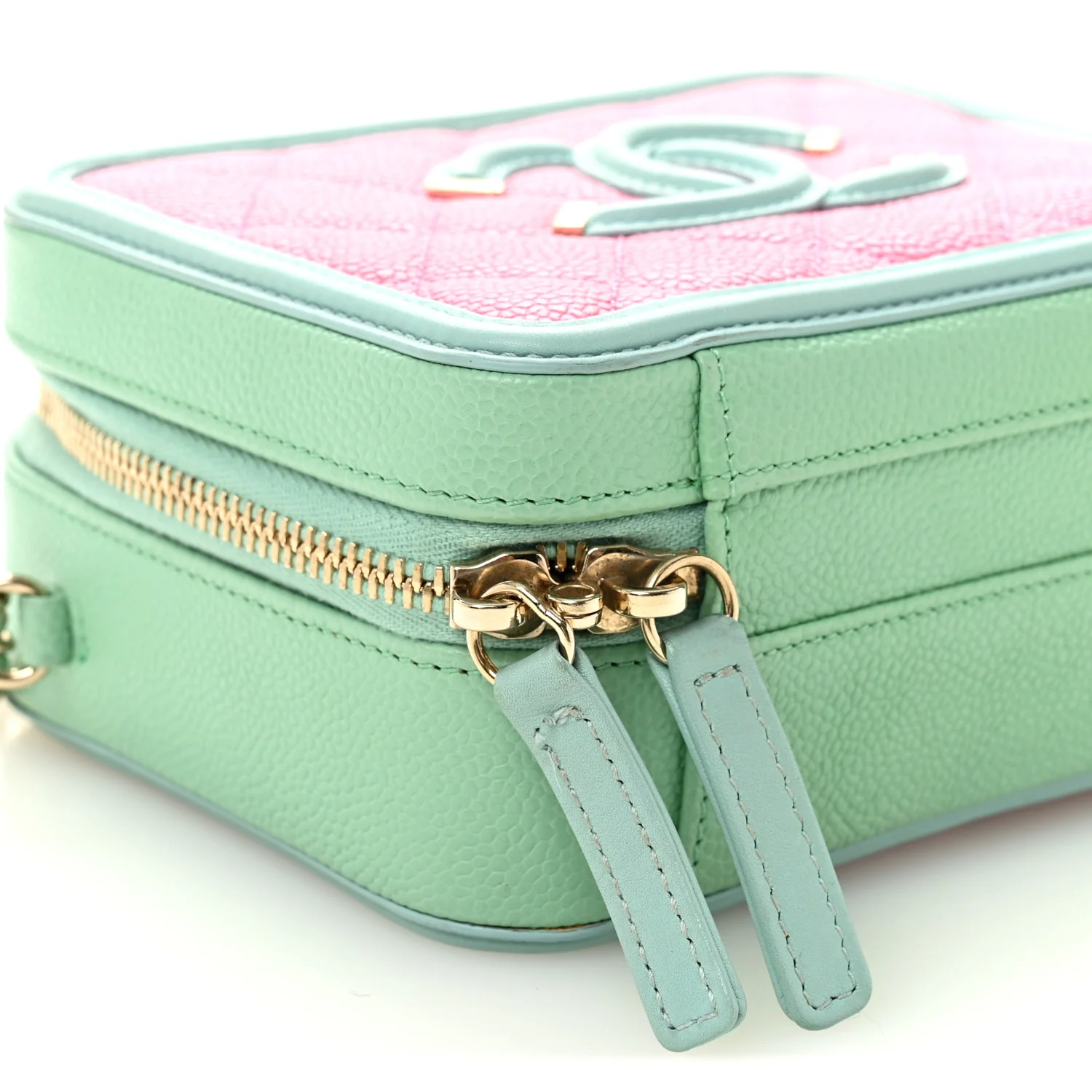 Caviar Quilted Small CC Filigree Vanity Case Pink Green Blue - Image 17