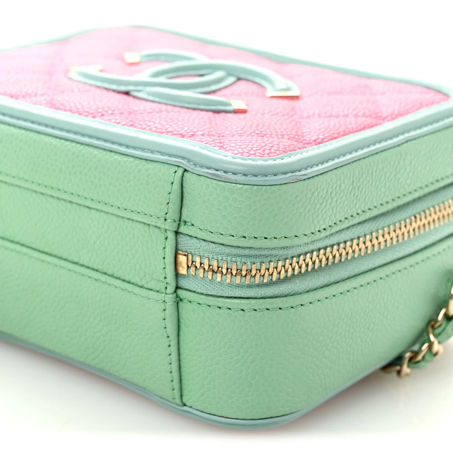 Caviar Quilted Small CC Filigree Vanity Case Pink Green Blue - Image 19
