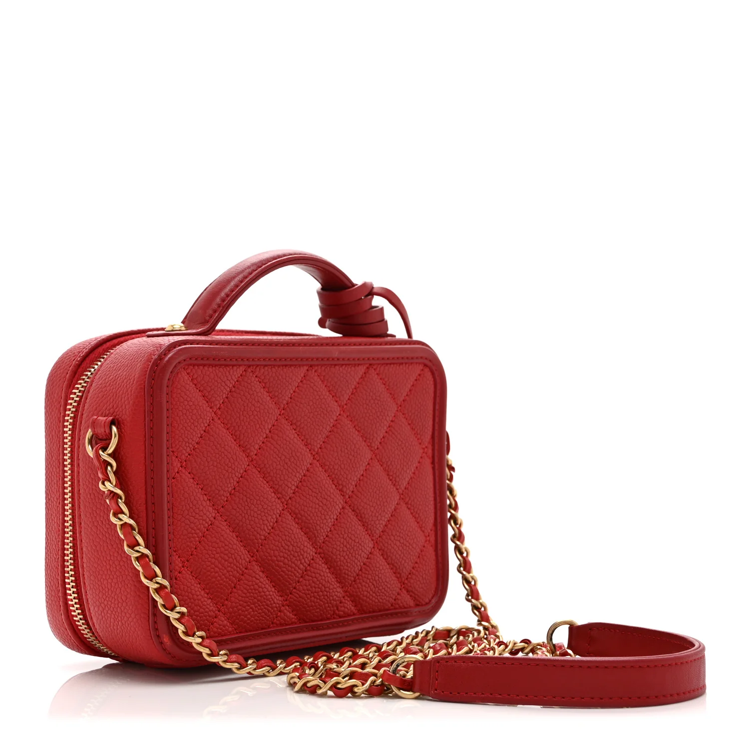 Caviar Quilted Small CC Filigree Vanity Case Red - Image 3