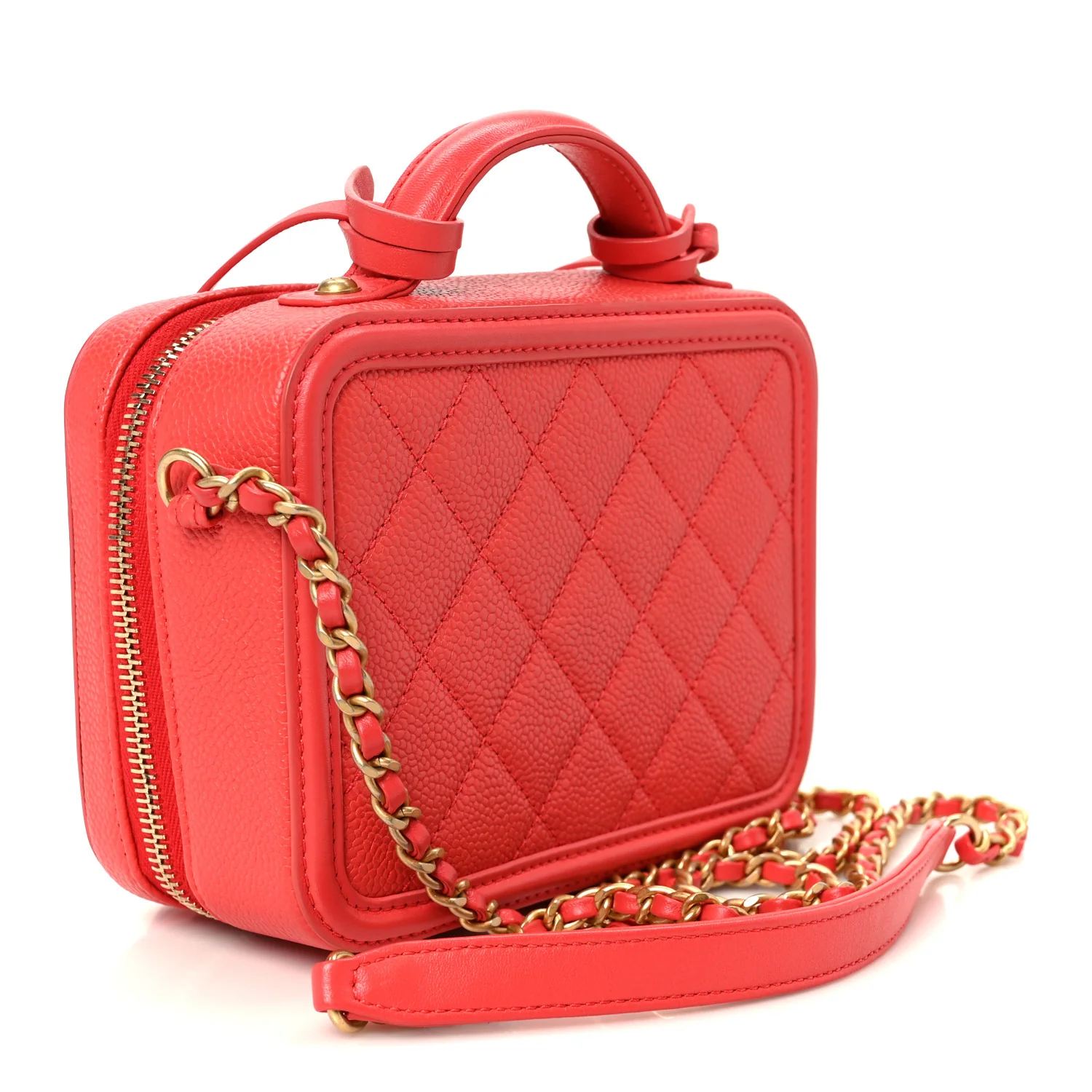 Caviar Quilted Small CC Filigree Vanity Case Red - Image 3