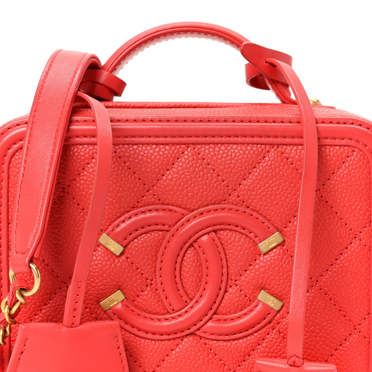 Caviar Quilted Small CC Filigree Vanity Case Red - Image 8