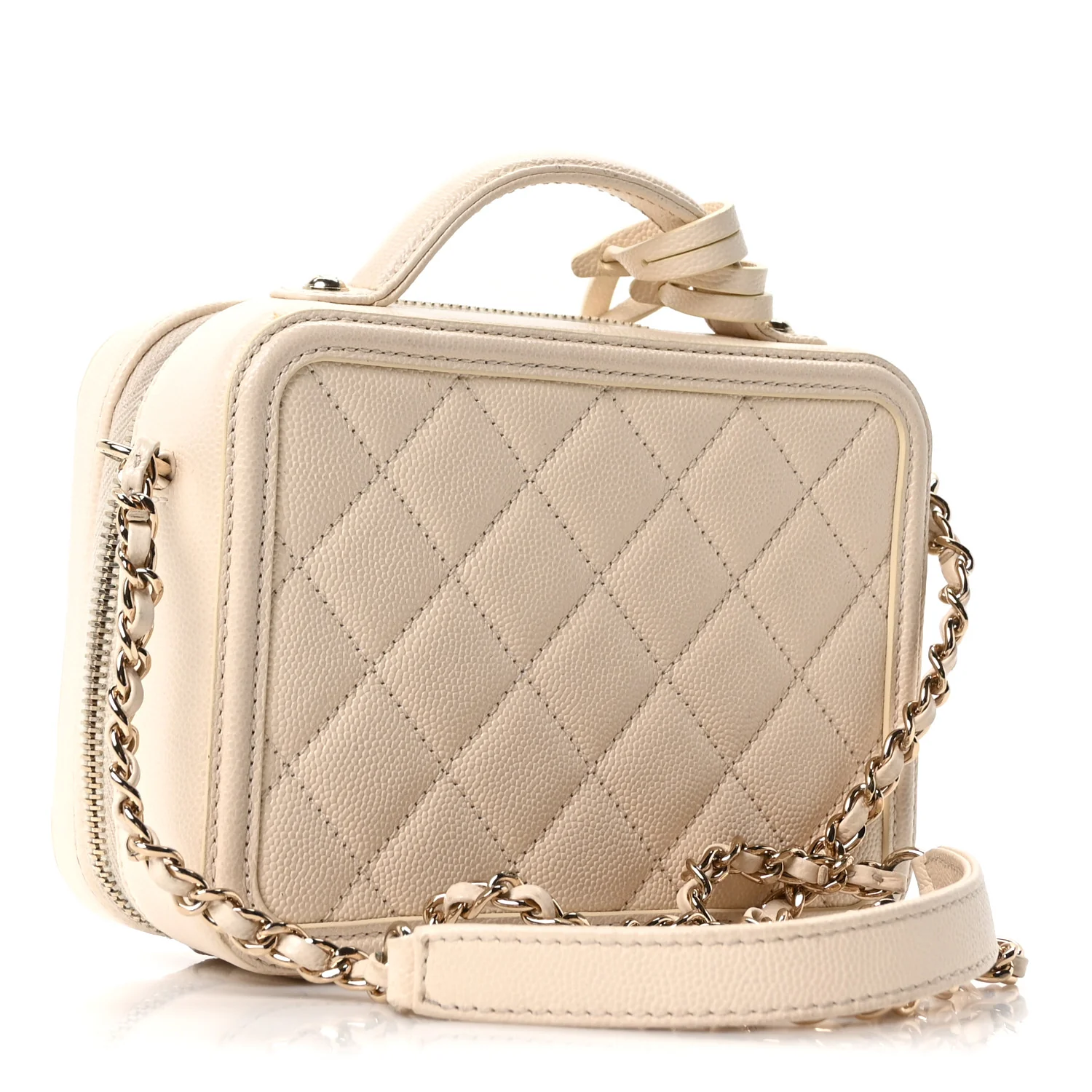 Caviar Quilted Small CC Filigree Vanity Case White - Image 2