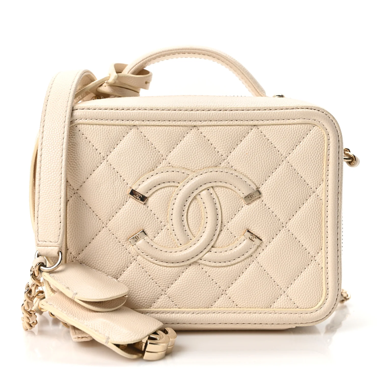 Caviar Quilted Small CC Filigree Vanity Case White - Image 7