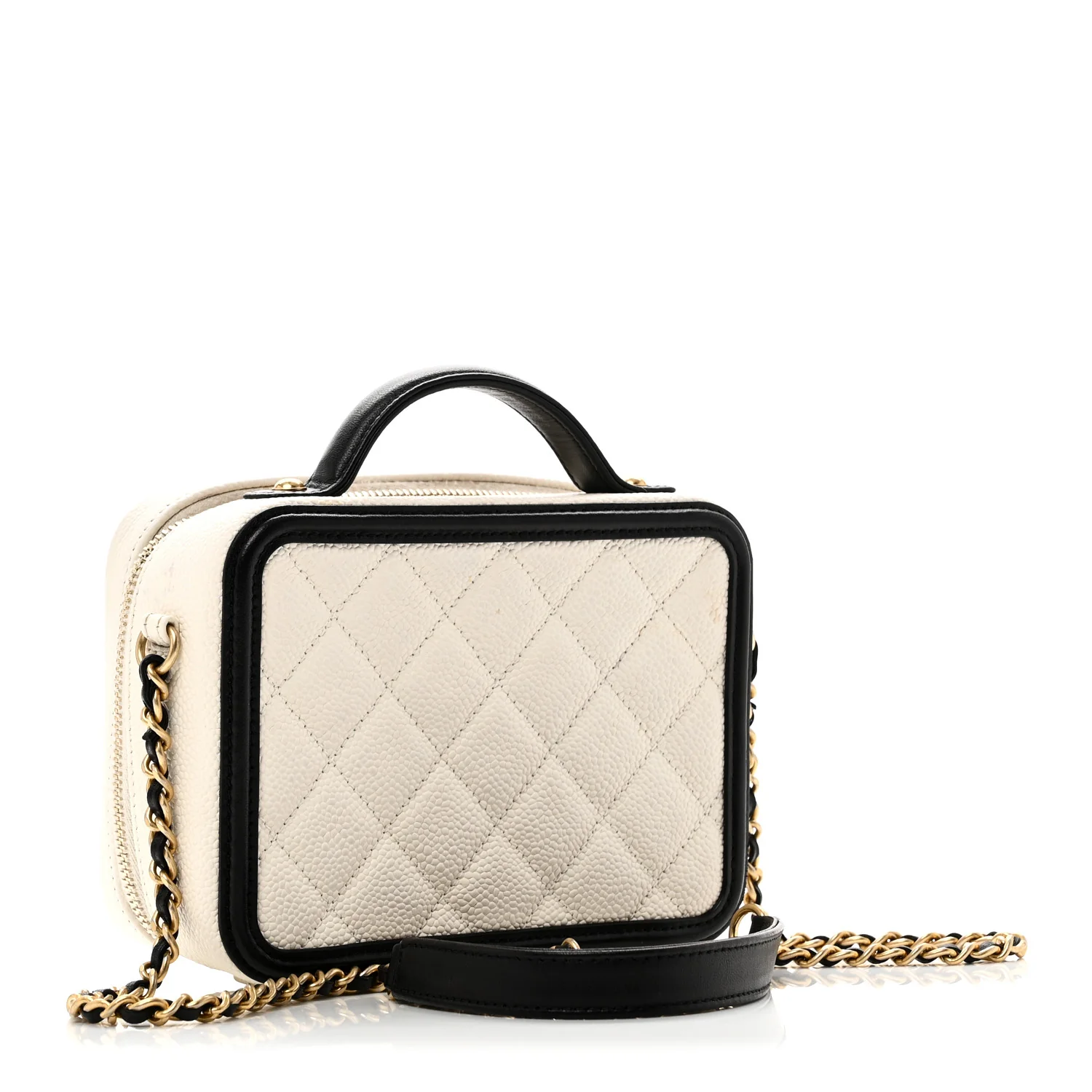 Caviar Quilted Small CC Filigree Vanity Case White Black - Image 3