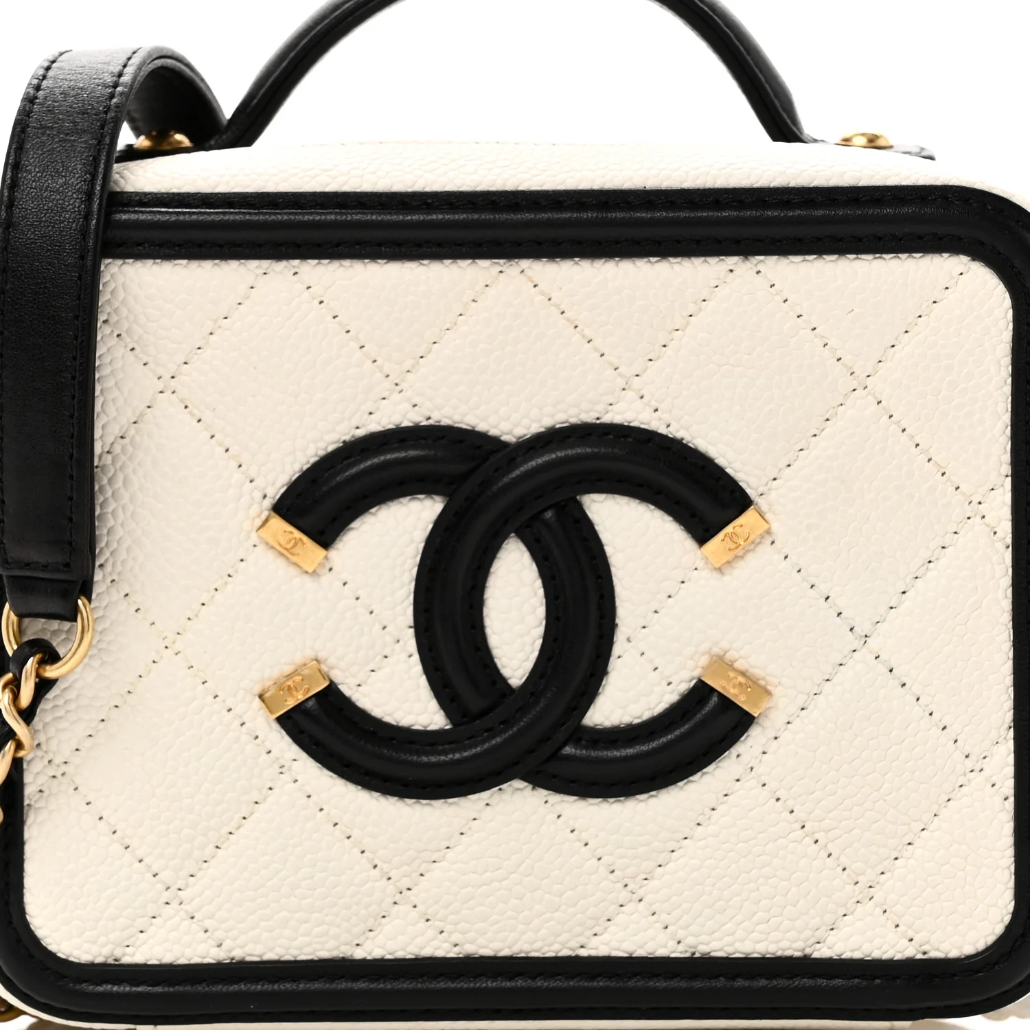 Caviar Quilted Small CC Filigree Vanity Case White Black - Image 8