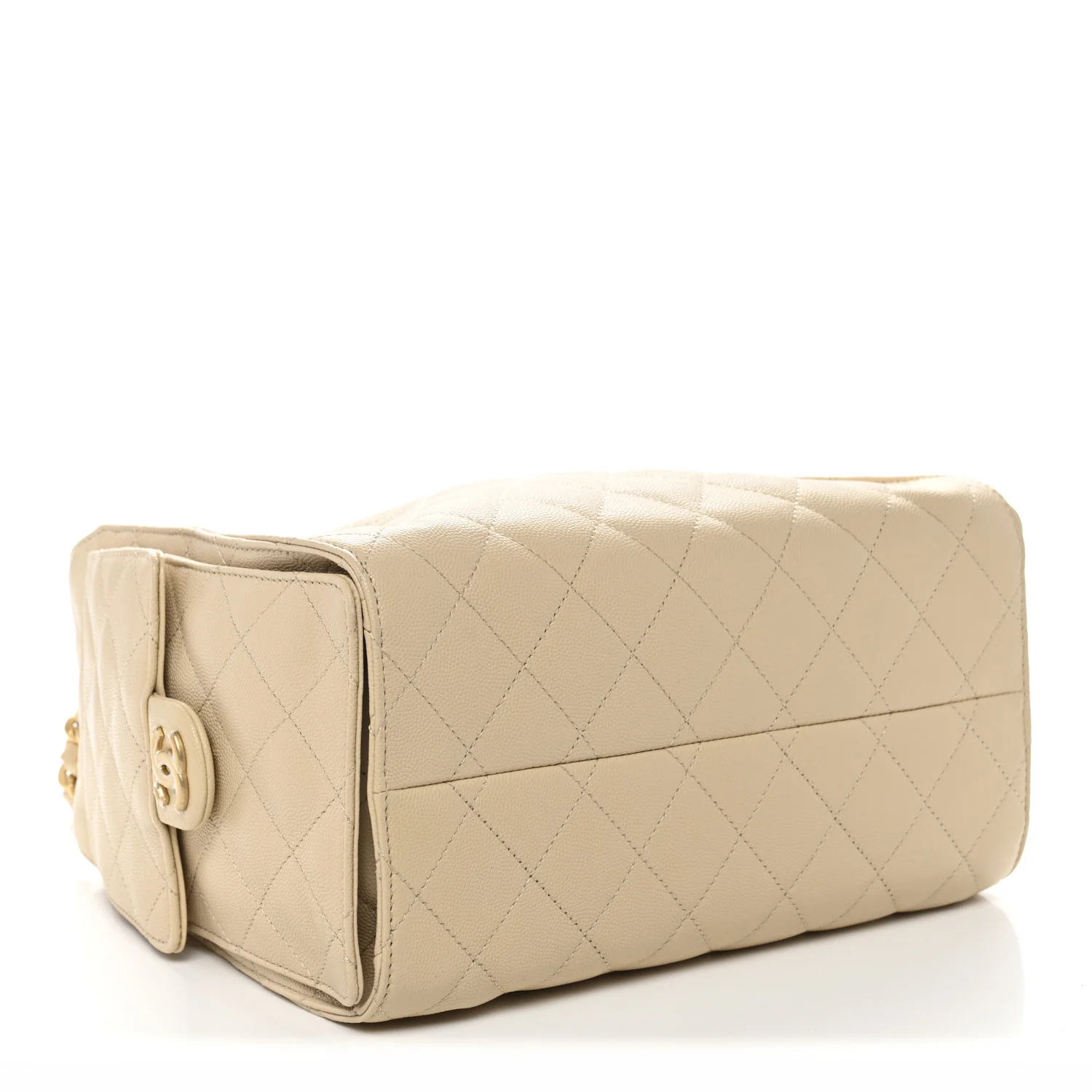 Caviar Quilted Small Chanel 25 Handbag Beige - Image 4