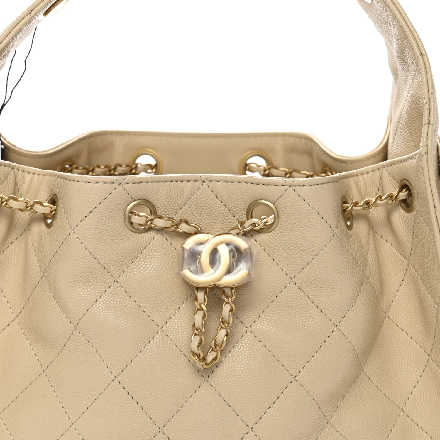 Caviar Quilted Small Chanel 25 Handbag Beige - Image 8