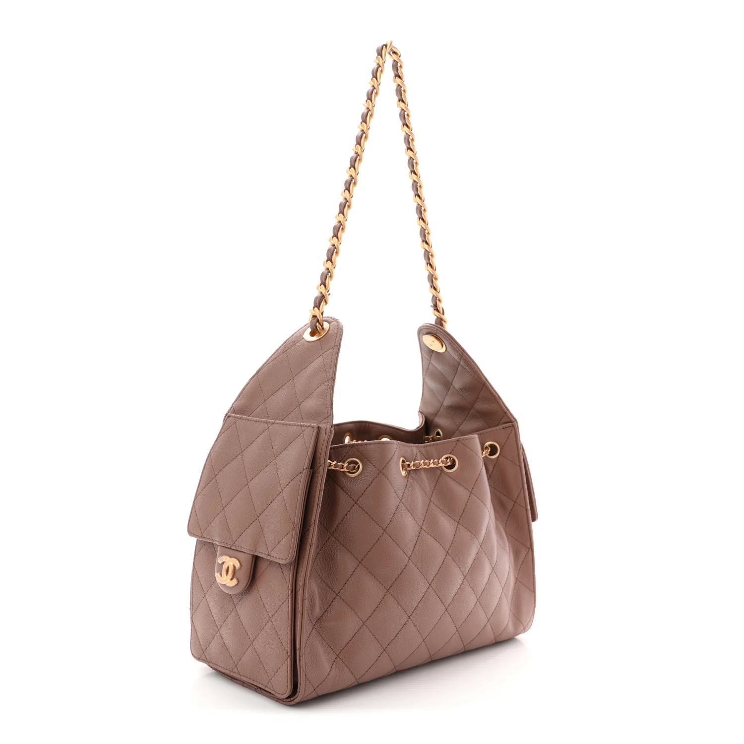 Caviar Quilted Small Chanel 25 Handbag Brown - Image 3