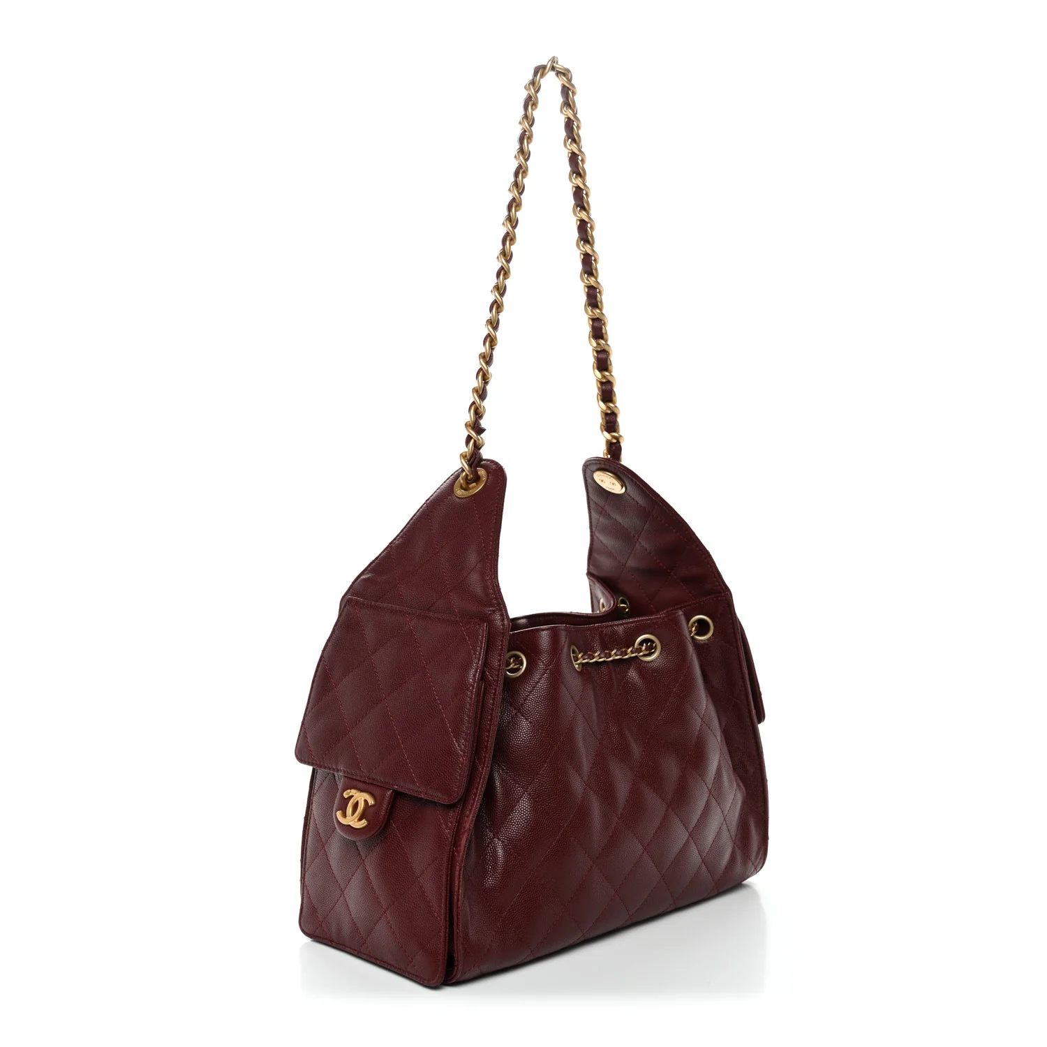 Caviar Quilted Small Chanel 25 Handbag Burgundy - Image 3