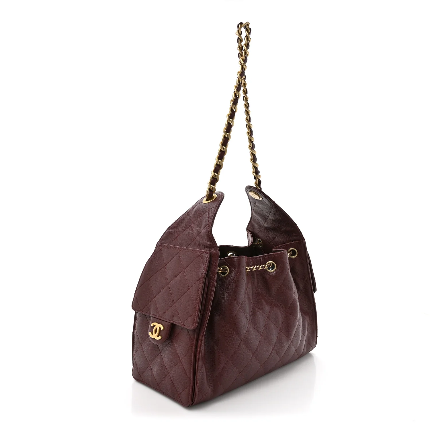 Caviar Quilted Small Chanel 25 Handbag Burgundy - Image 3