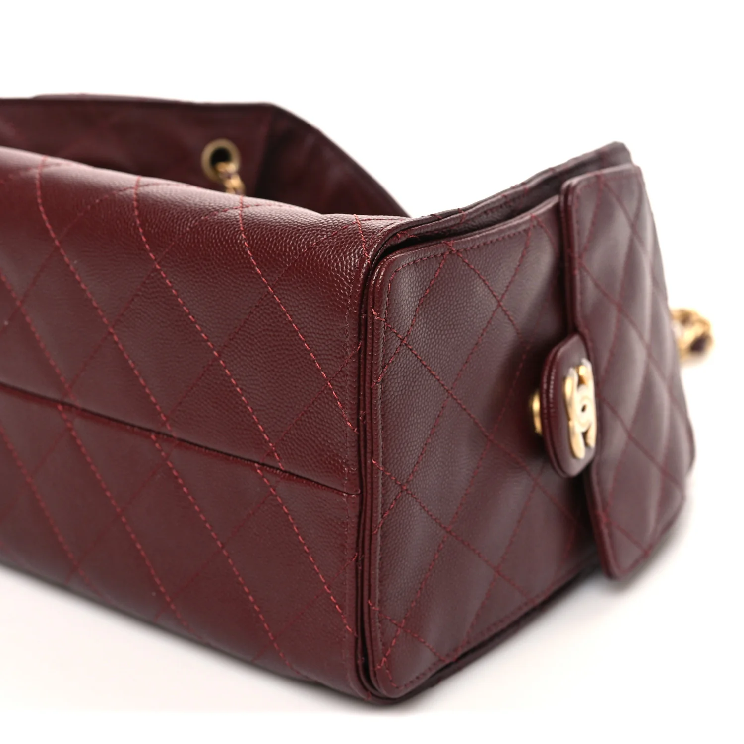 Caviar Quilted Small Chanel 25 Handbag Burgundy - Image 10