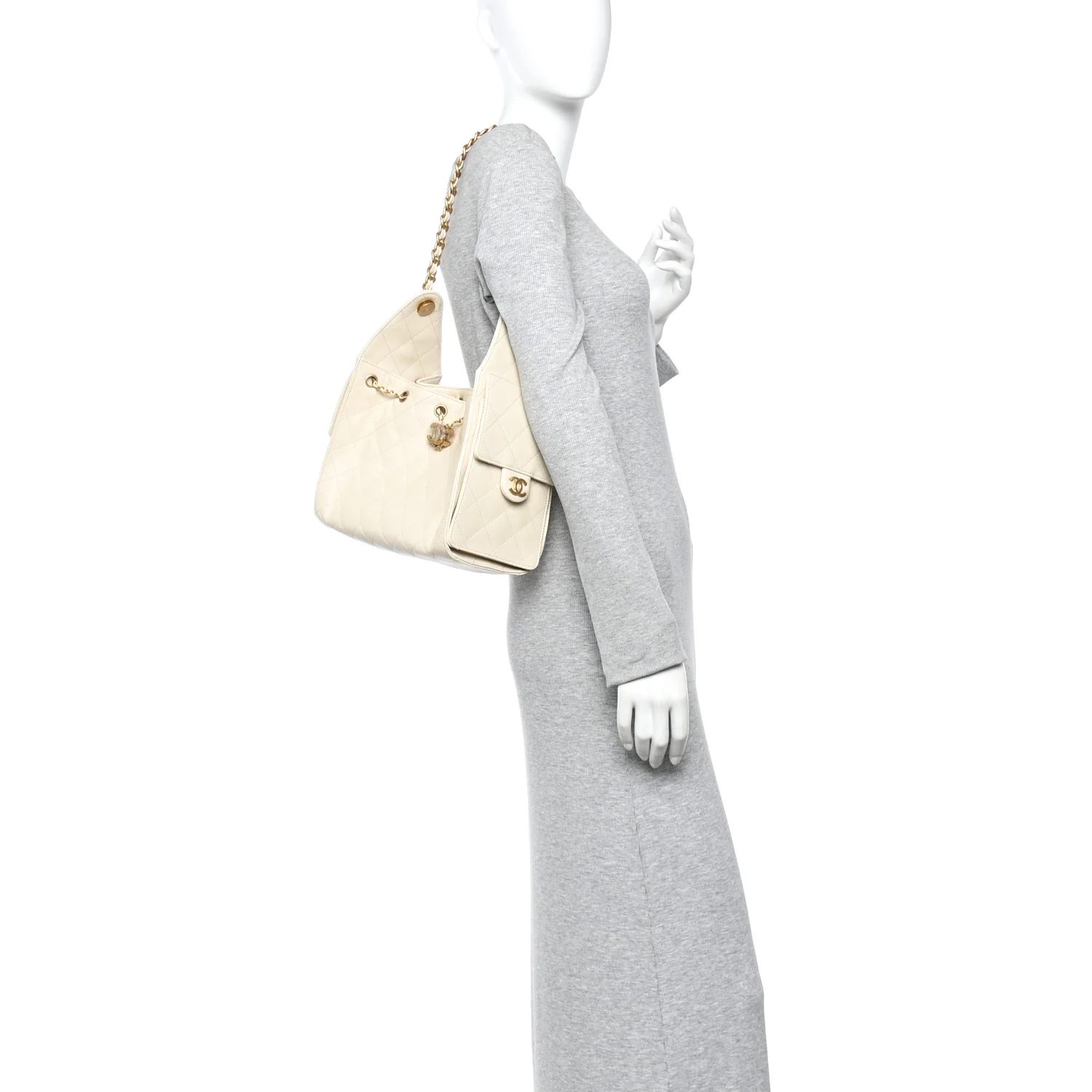 Caviar Quilted Small Chanel 25 Handbag Light Beige - Image 2
