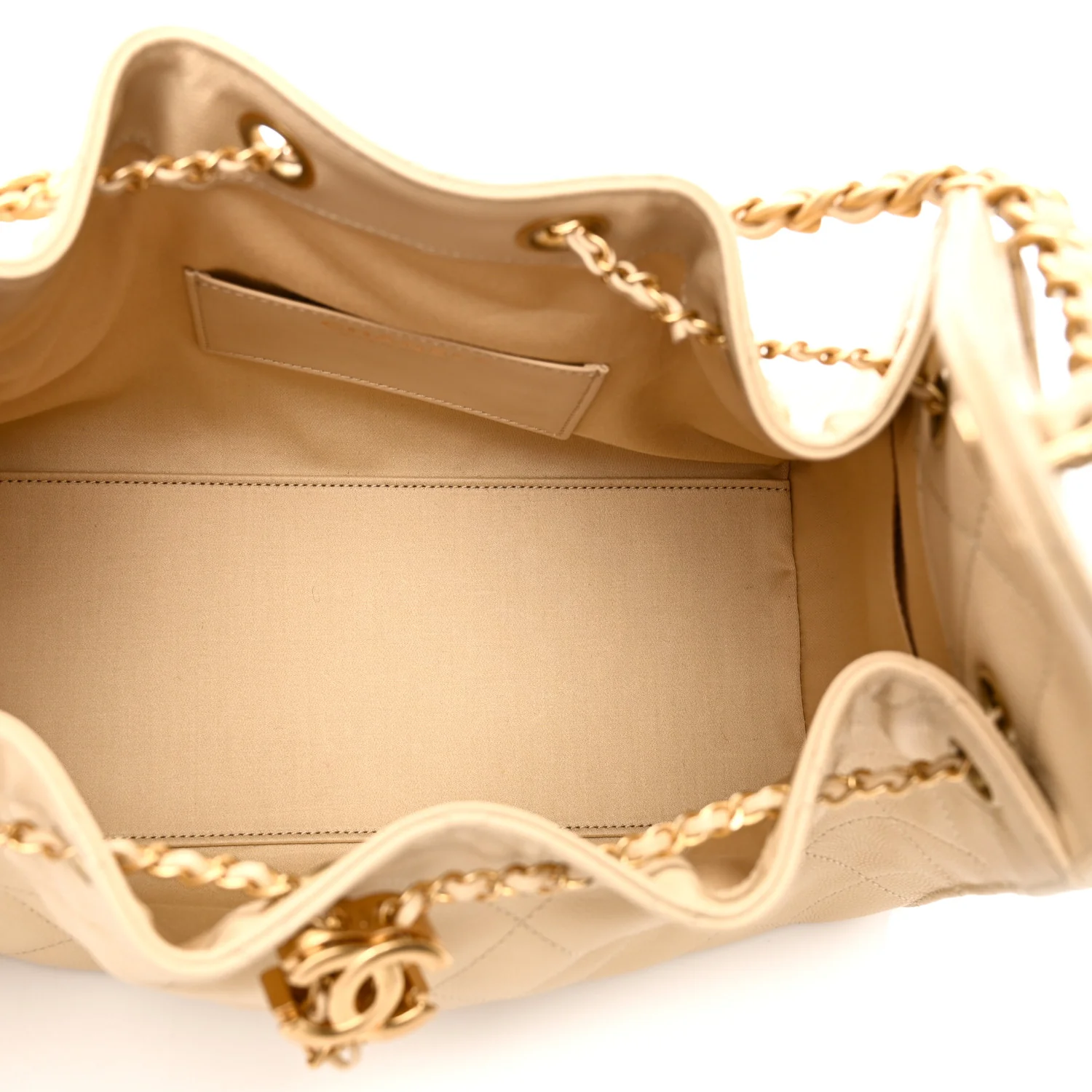 Caviar Quilted Small Chanel 25 Handbag Light Beige - Image 5